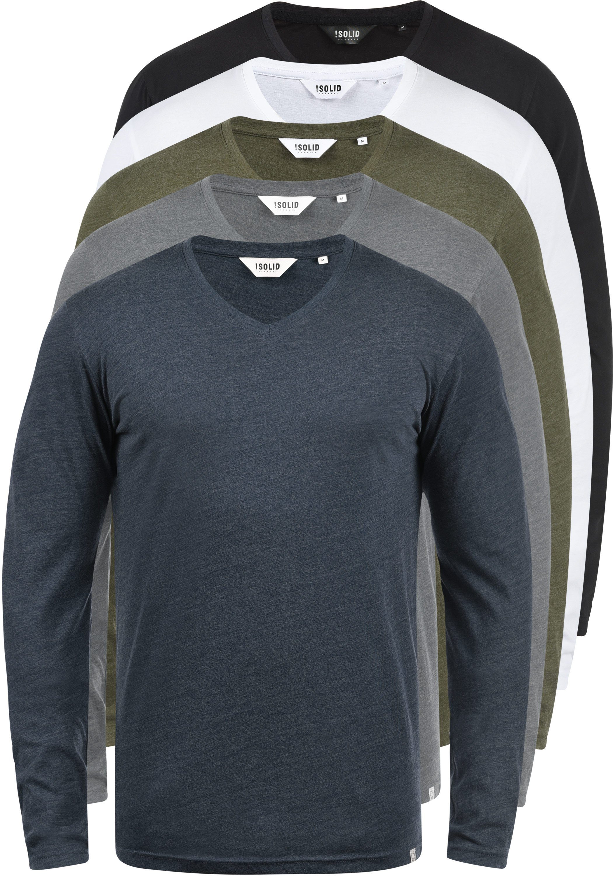 Longsleeve mit (8288) Langarmshirt !Solid Dark Grey Melange SDBeda V-Ausschnitt