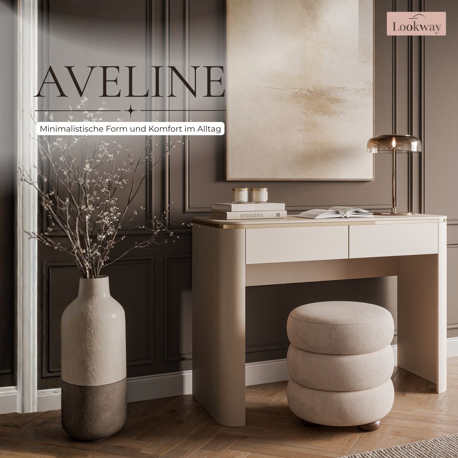 Lookway Konsolentisch AVELINE KASCHMIR mit goldenen Details und Schubladen – Bild 2 von 5