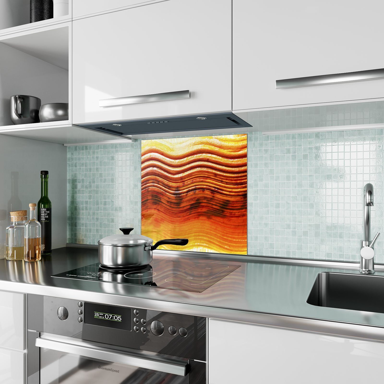 Küchenrückwand Primedeco Farbige Linien Spritzschutz Glas