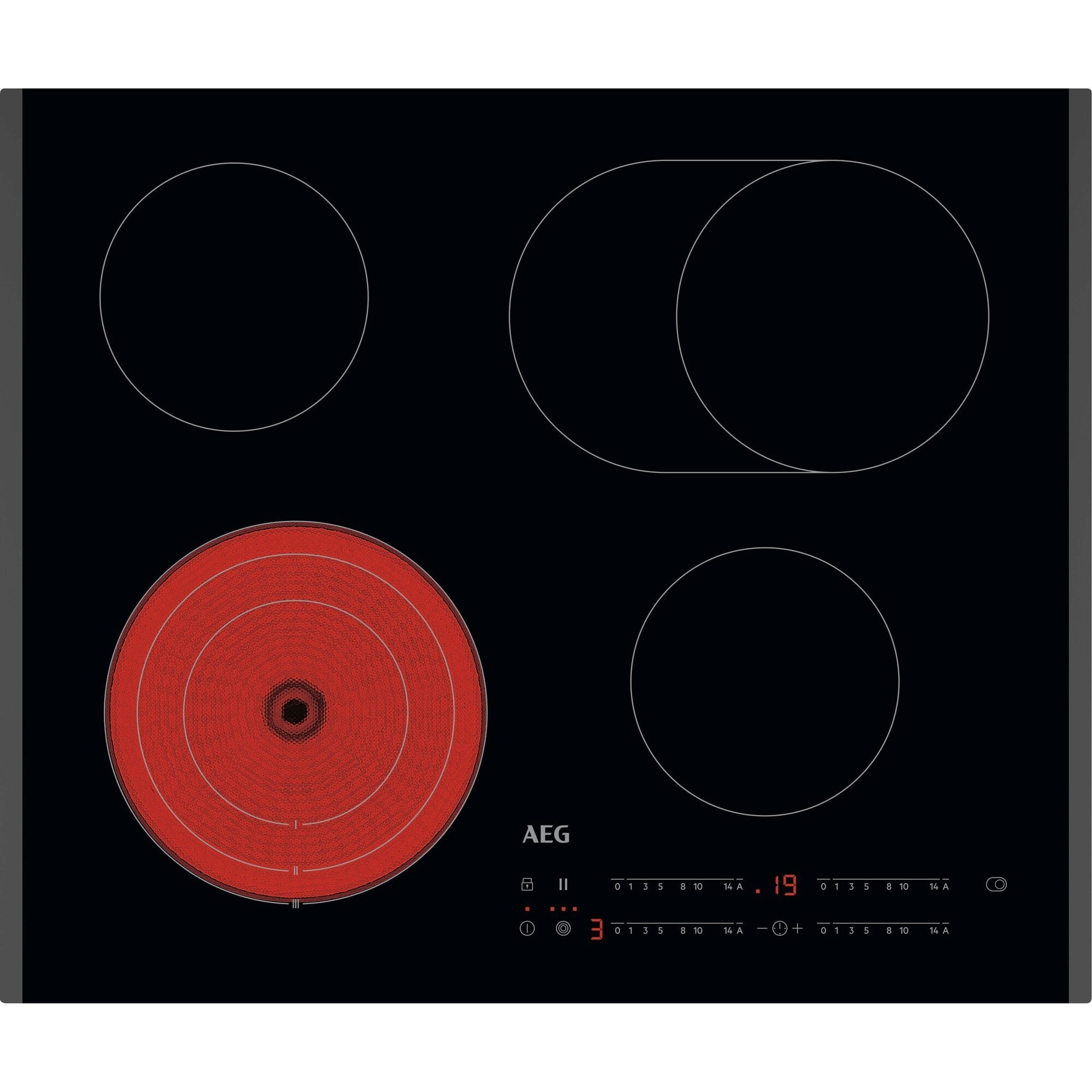 AEG Elektro-Kochfeld 3000 TO64RA07FB, Autarkes Kochfeld: Erweiterbare Kochzonen für große Pfannen und Töpfe