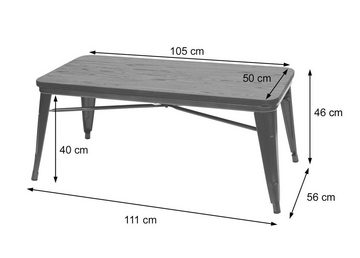 MCW Couchtisch MCW-H10, Tischplatte aus Ulme Holz, Industrie-Design,Strukur auf Tischplatte