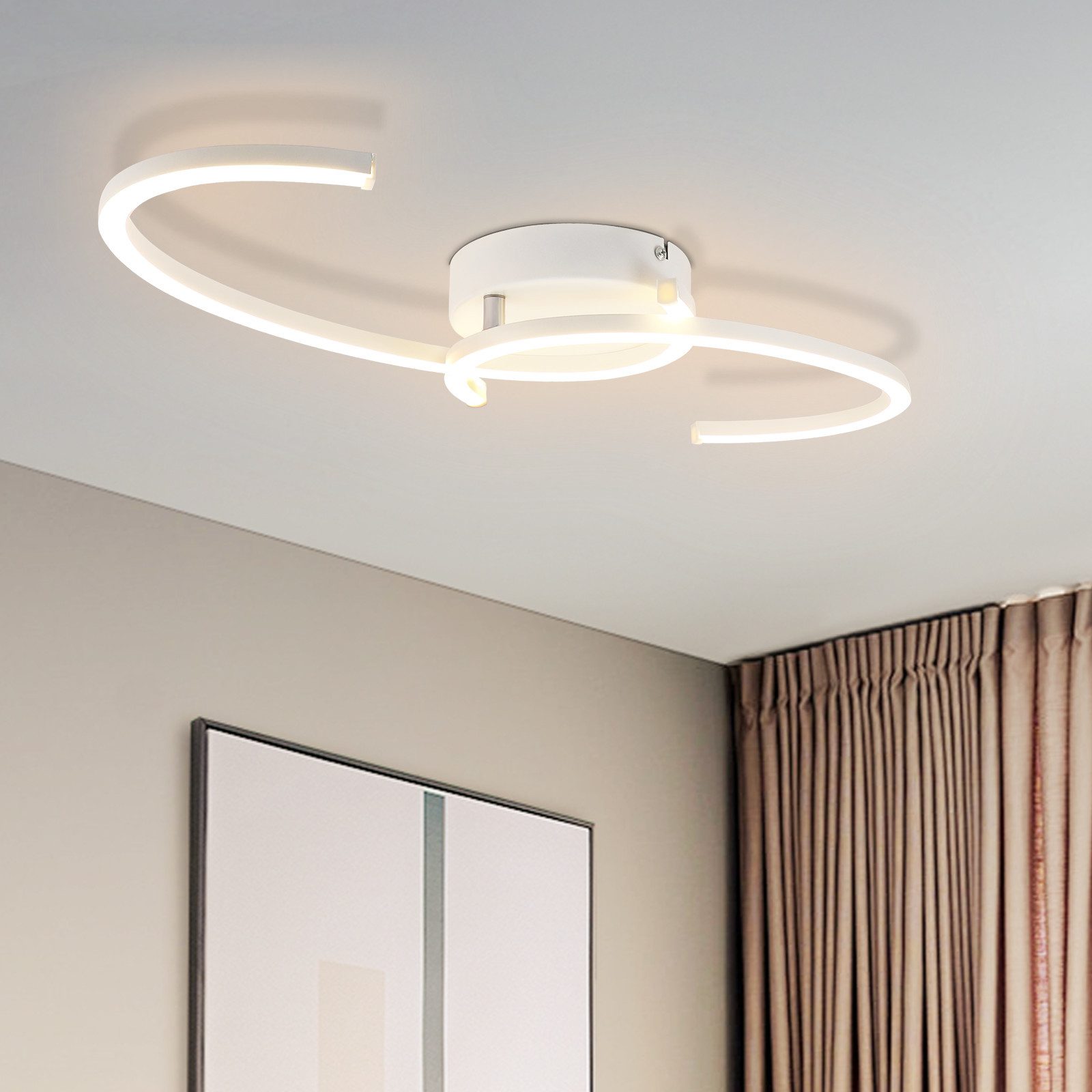 Nettlife LED Deckenleuchte Wohnzimmer 2-Ringen Schwarz/Weiß günstig online kaufen
