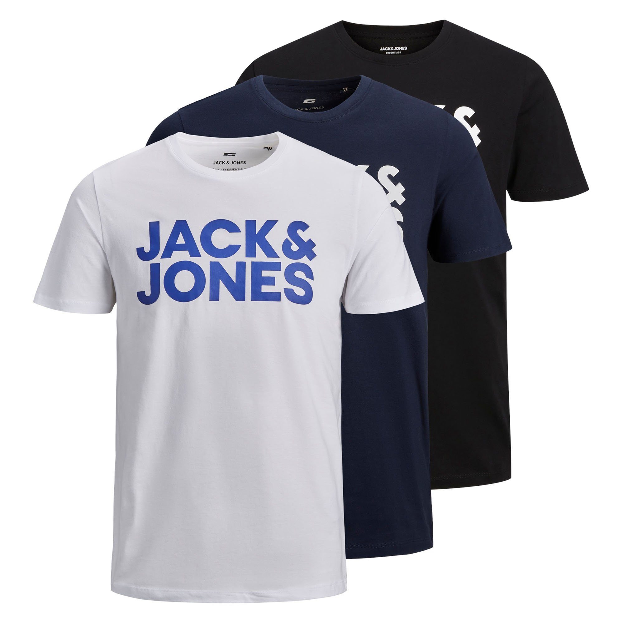 Jack & Jones T-Shirt Herren T-Shirt 3er Pack Baumwolle (Packung, 3er Pack)