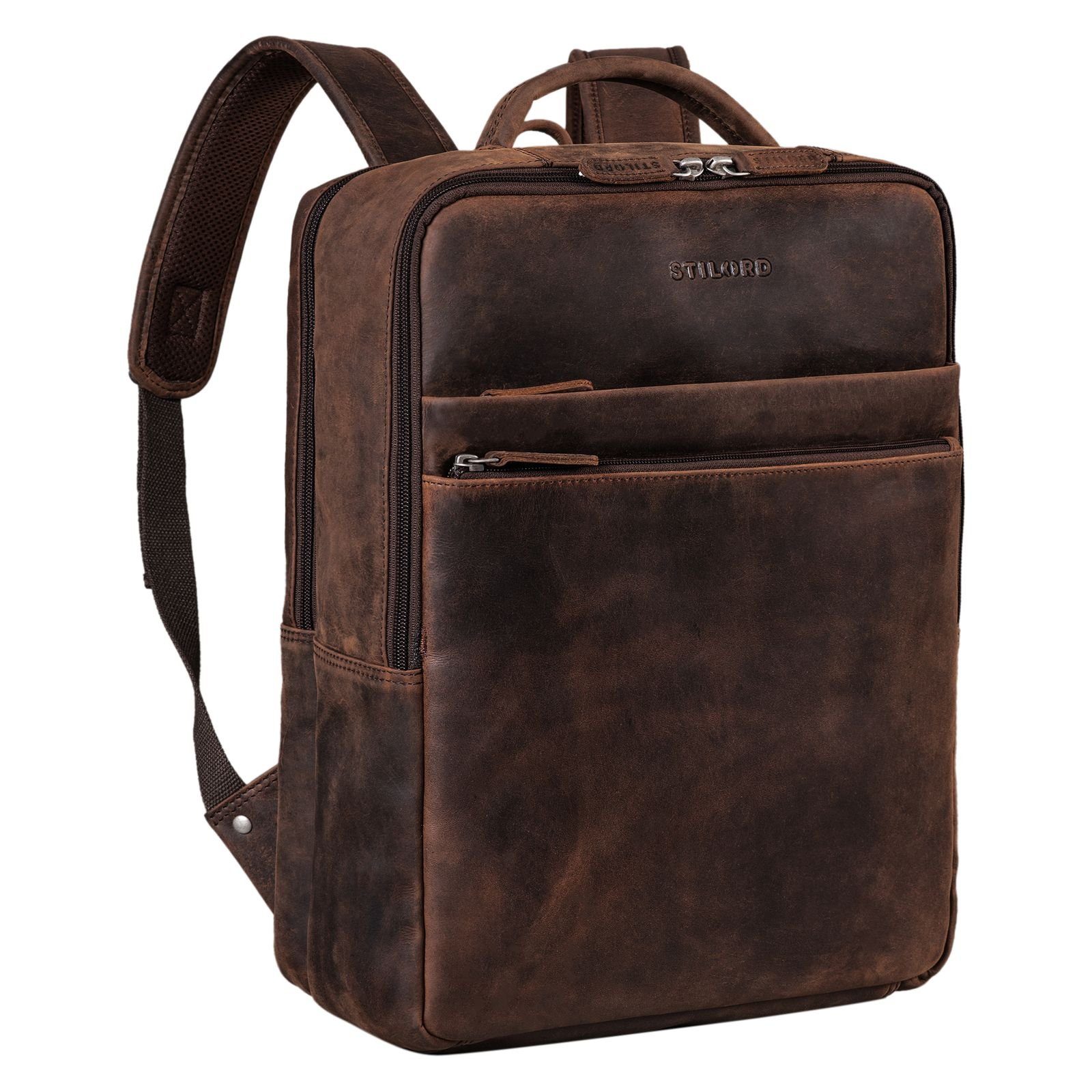 STILORD Notebook-Rucksack "Brooklyn" Großer Laptop Rucksack Echtleder mit 15.6 Zoll Laptopfach