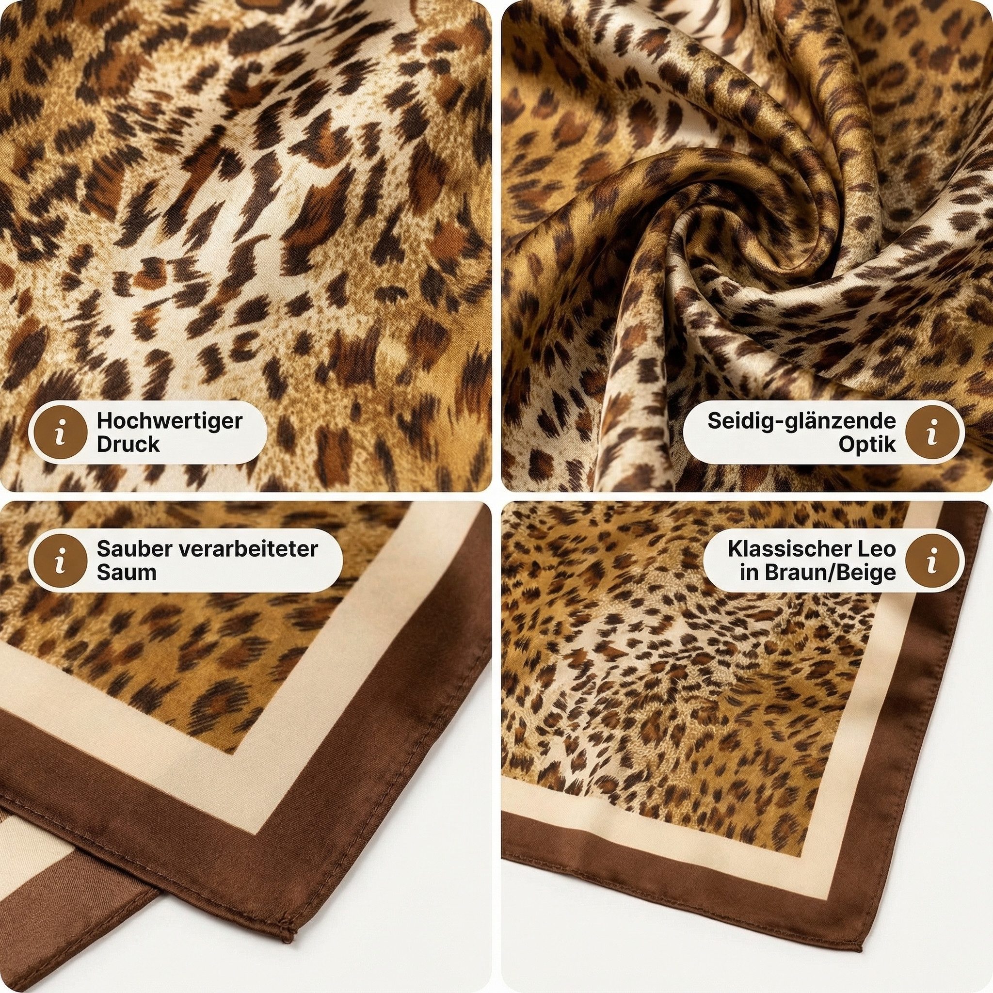 LK Trend & Style Modetuch Quadratisches Halstuch 90 x 90 cm Eleganz, seidiger Look für ein hochwertiges Aussehen