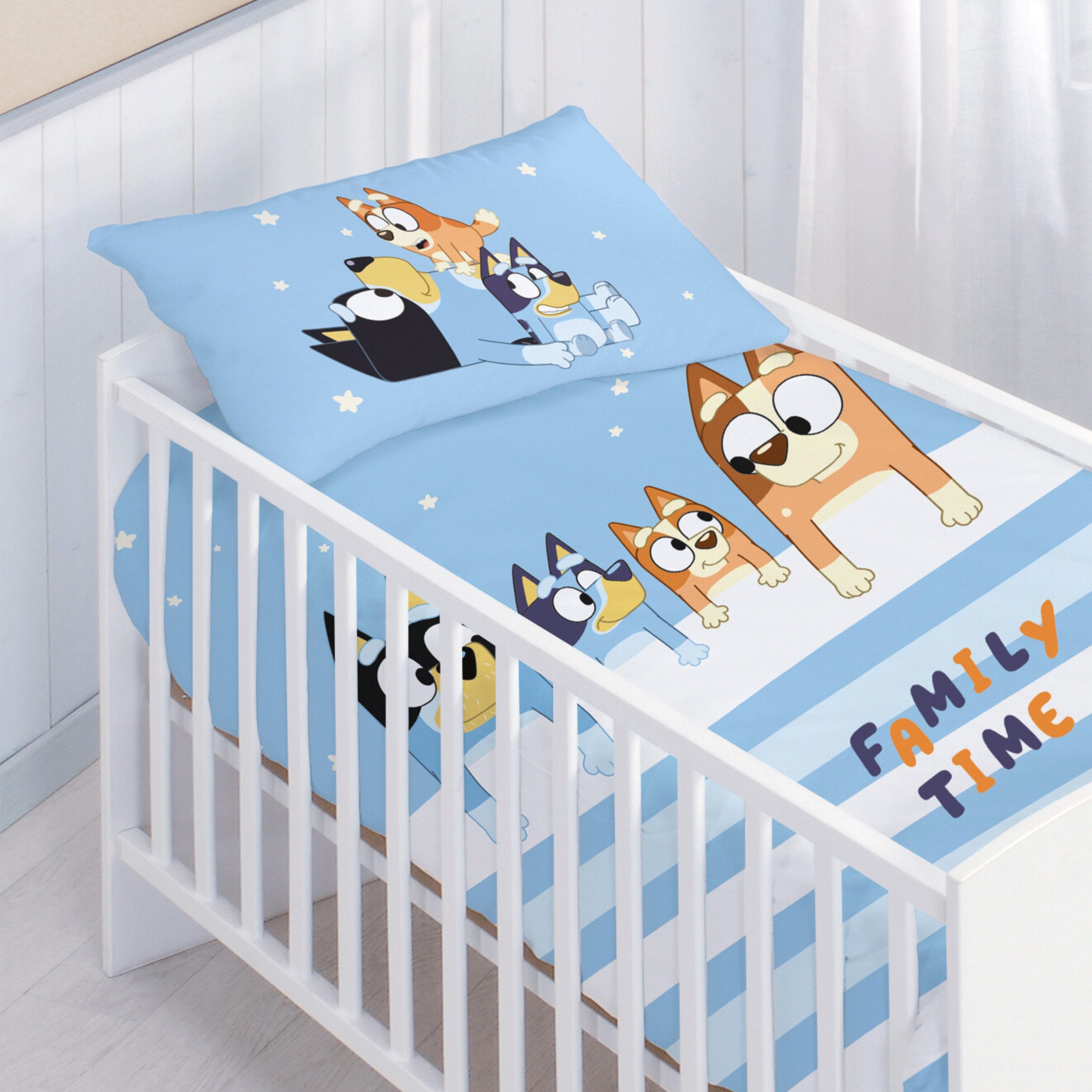 MTOnlinehandel Babybettwäsche Bluey Family Time 100x135 günstig online kaufen