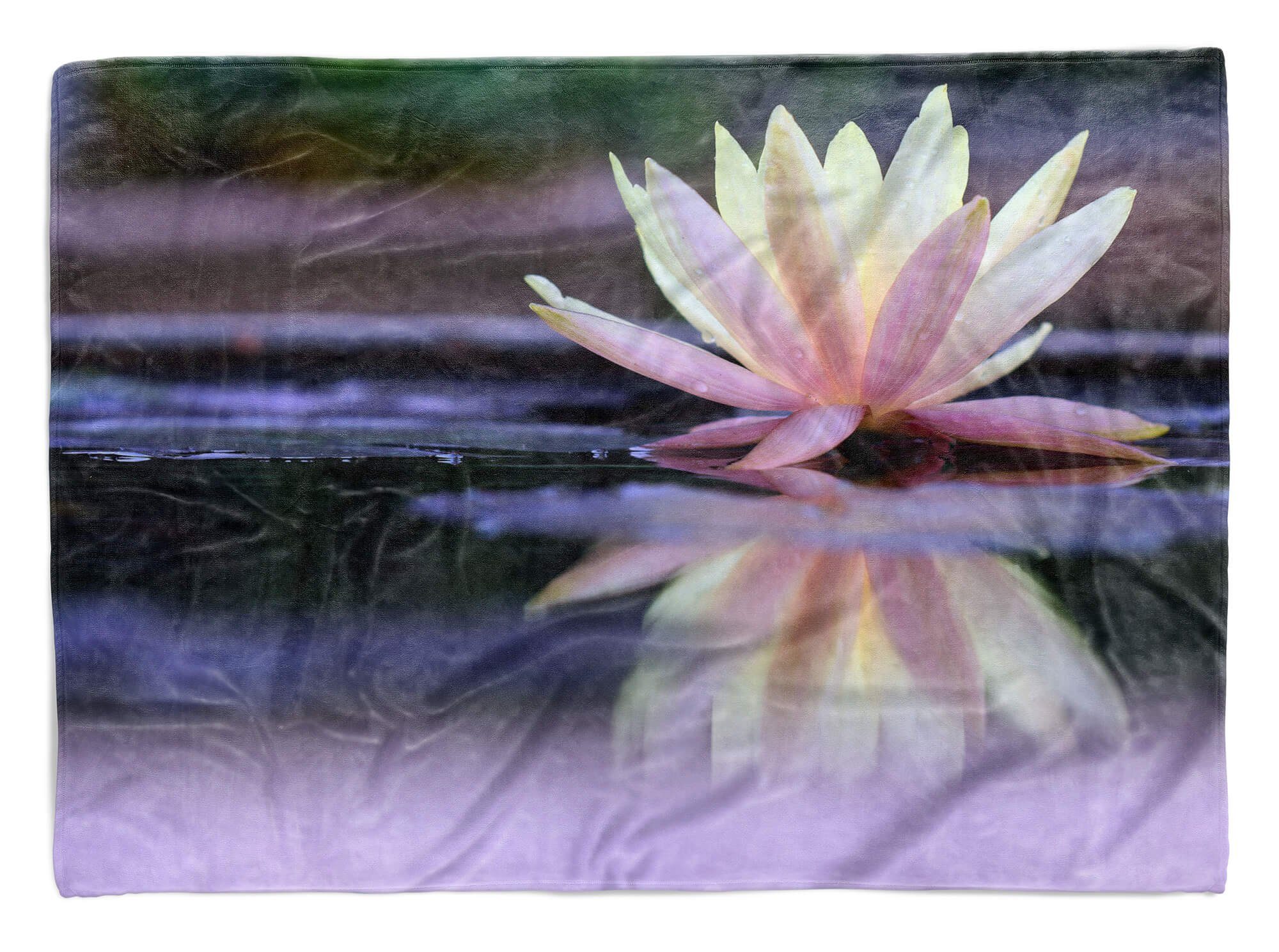Sinus Art Handtücher Handtuch Strandhandtuch Saunatuch Kuscheldecke mit Fotomotiv Lotus Blüte Wasser, Baumwolle-Polyester-Mix (1-St), Handtuch