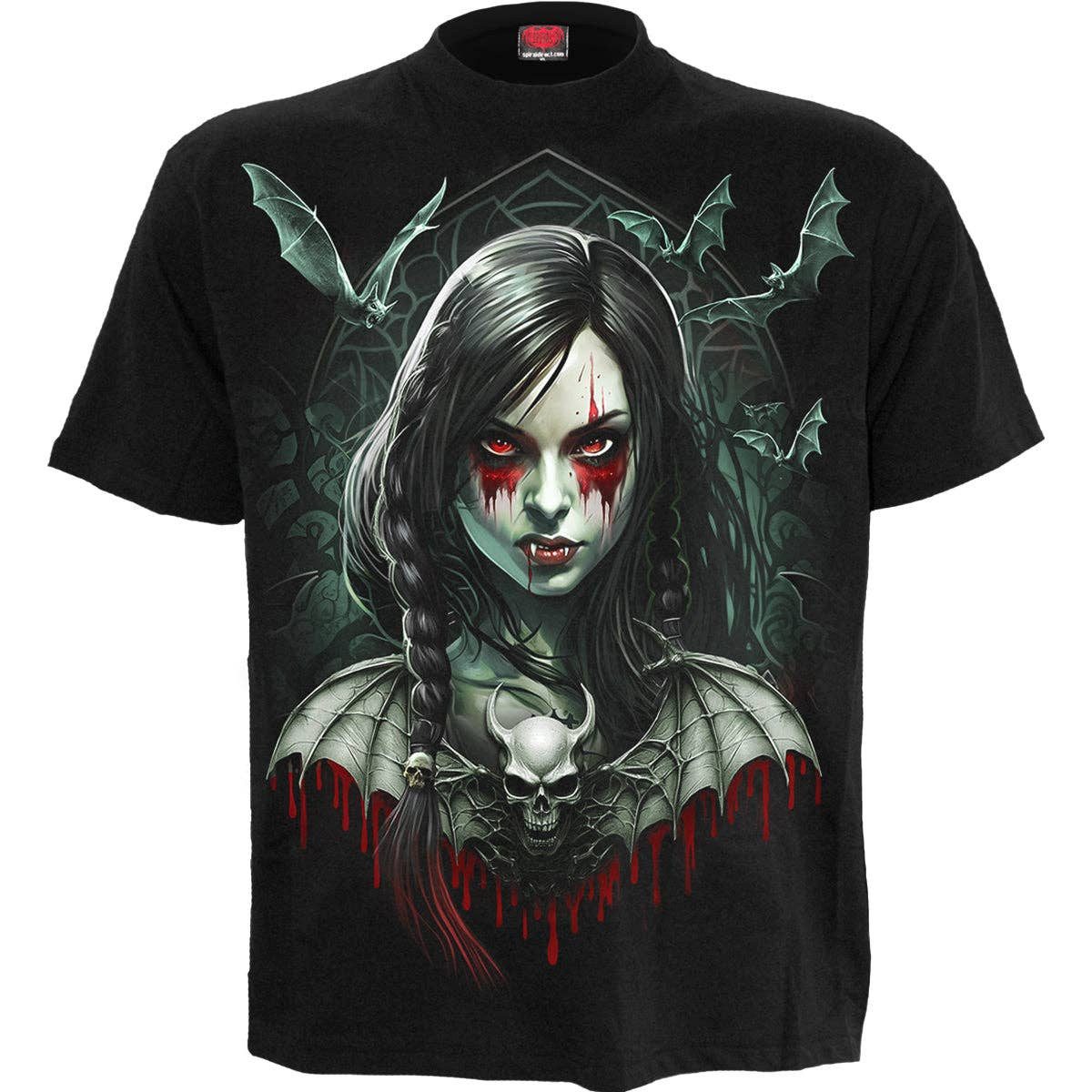 Spiral Print-Shirt HALLOW'S EVE - Vampir T-Shirt mit Frontdruck Spiral Gothic Shirt Anime aus Baumwolle mit Print