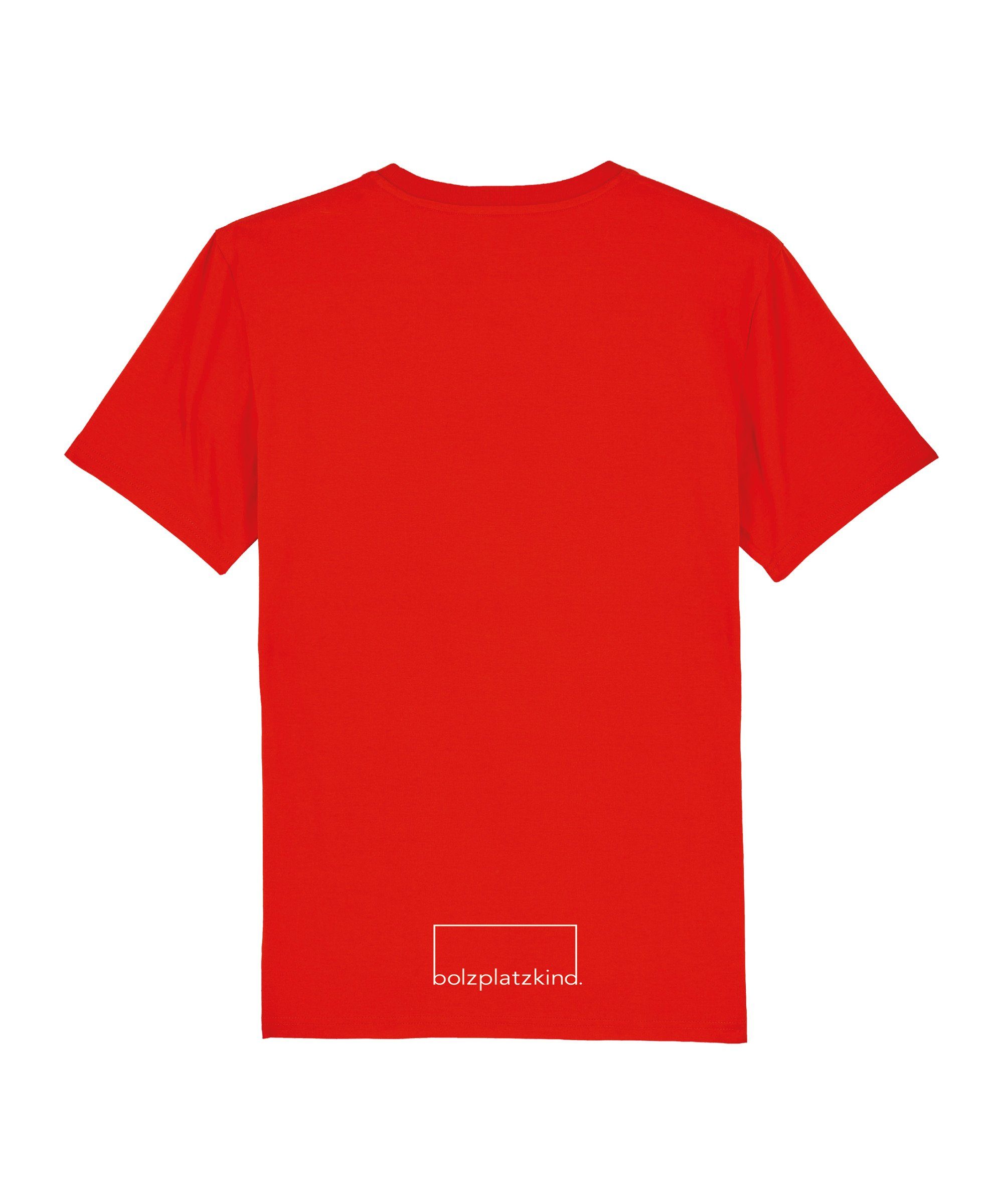 T-Shirt rot "Line-Up" Bolzplatzkind T-Shirt Nachhaltiges Produkt