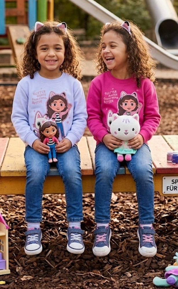 Gabby's Dollhouse Sweatjacke Gabby’s Dollhouse Mädchen Sweatshirt warm weich lila pink 98–128 Mädchen Sweashirt Pullover