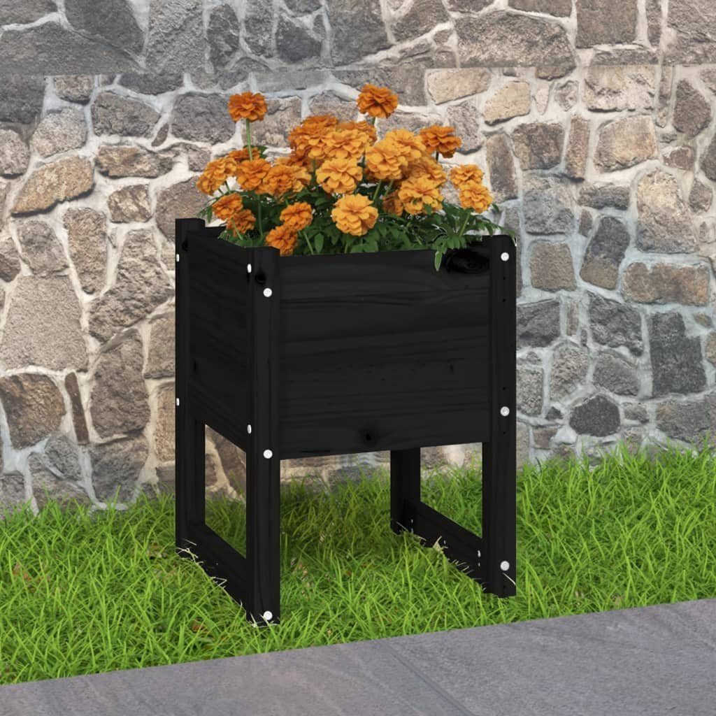 vidaXL Blumentopf Pflanzkübel Schwarz 40x40x52,5 cm Massivholz Kiefer (1 St)