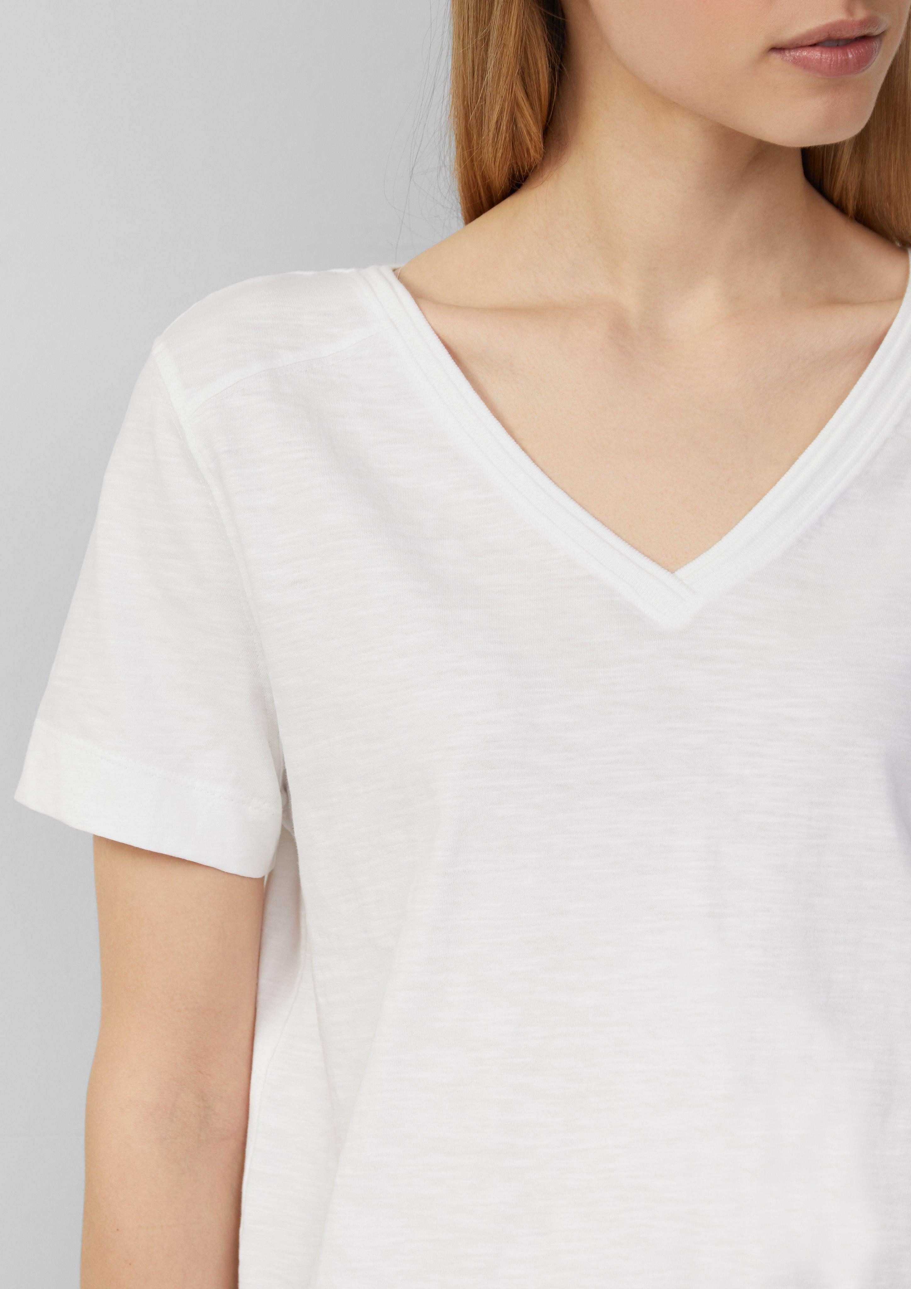 s.Oliver Kurzarmshirt T-Shirt aus Flammgarn mit günstig online kaufen