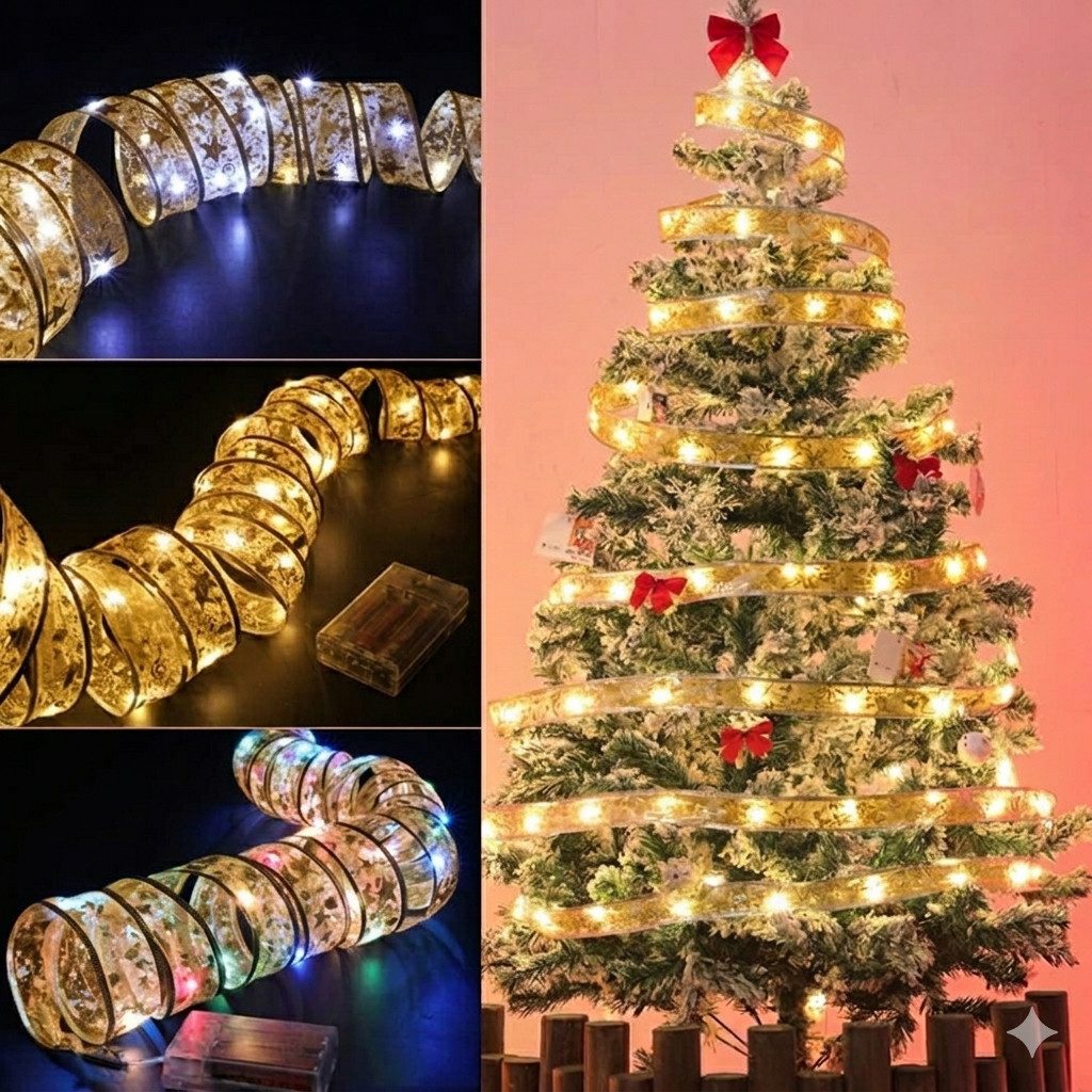 LA CUTE Weihnachtsbaumschleife 3x 4M LED-Band für schöne Weihnachtsbeleuchtung (3-tlg), Erzeugt warme und gemütliche Atmosphäre mit verschiedenen Farben