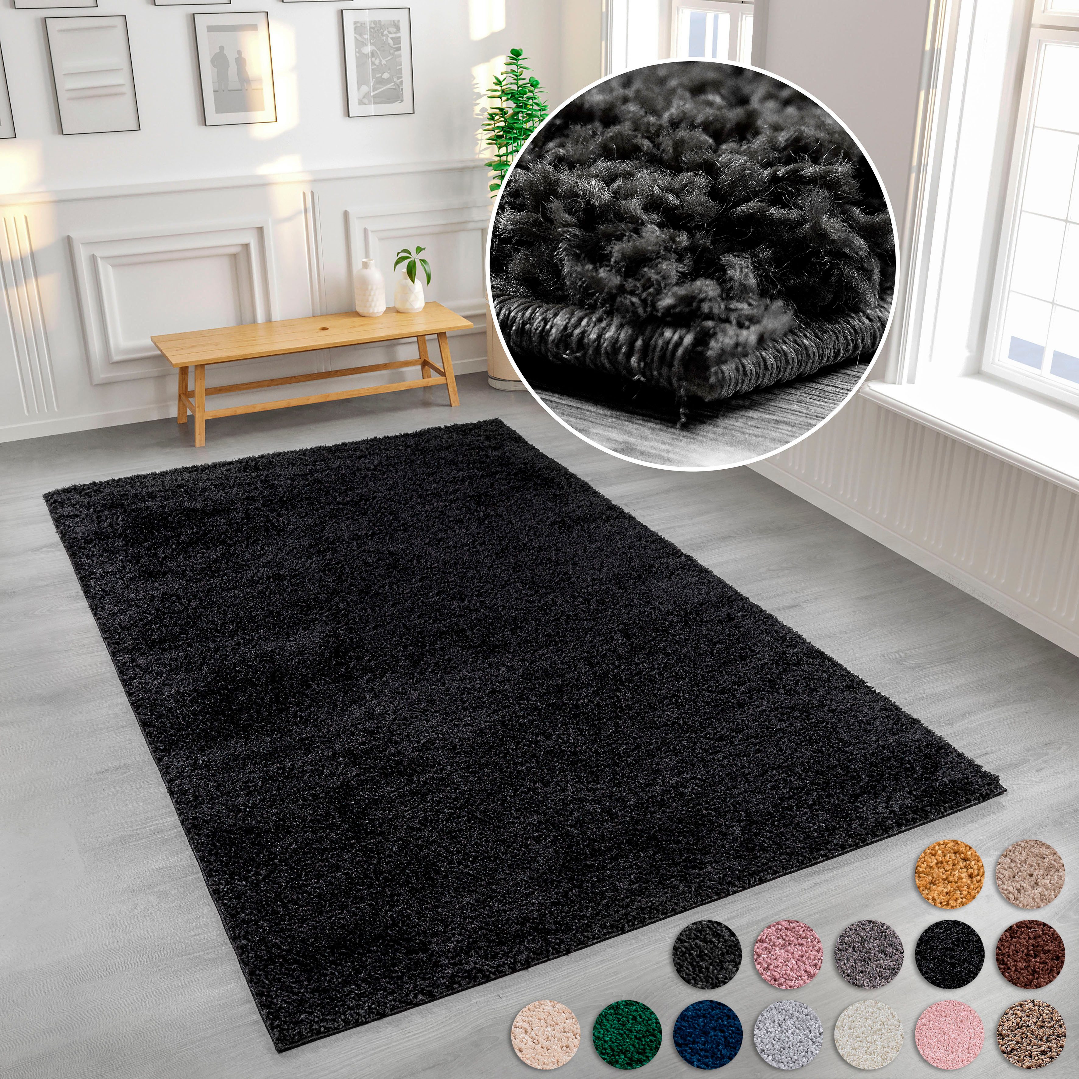 OTTO home Hochflor-Teppich Viva Shaggy, in Standard- und Premium-Qualität, 30 mm oder 45 mm Höhe, rechteckig, Uni Farben, einfarbig, weich, kuschelig, Läufer, Kundenliebling