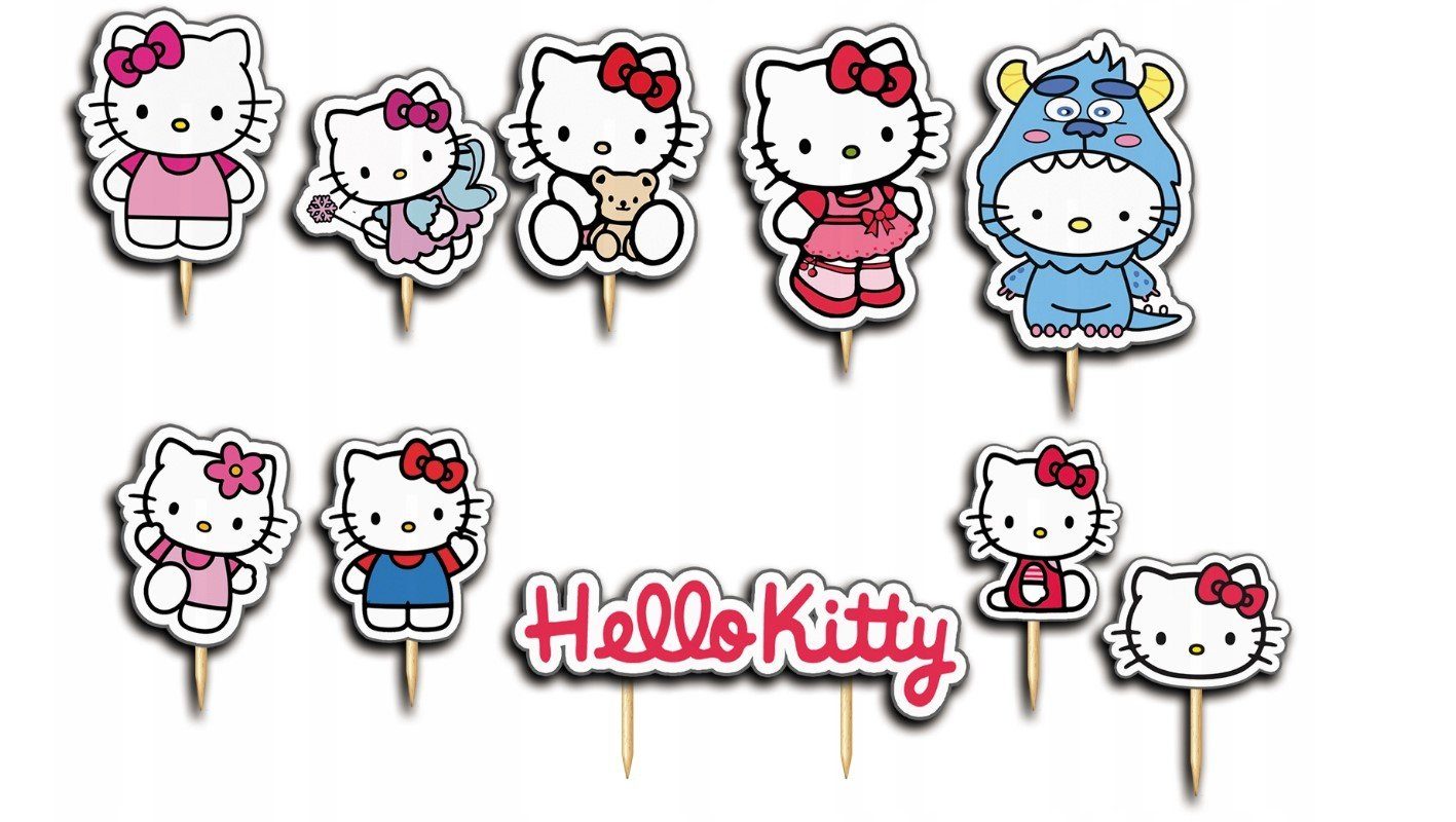 Festivalartikel Tortenstecker Hello Kitty Topper Set 10 Stk Geburstag Torten Deko Kuchen Junge