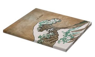 Posterlounge Leinwandbild Katsushika Hokusai, Die Woge, Wohnzimmer Boho Malerei