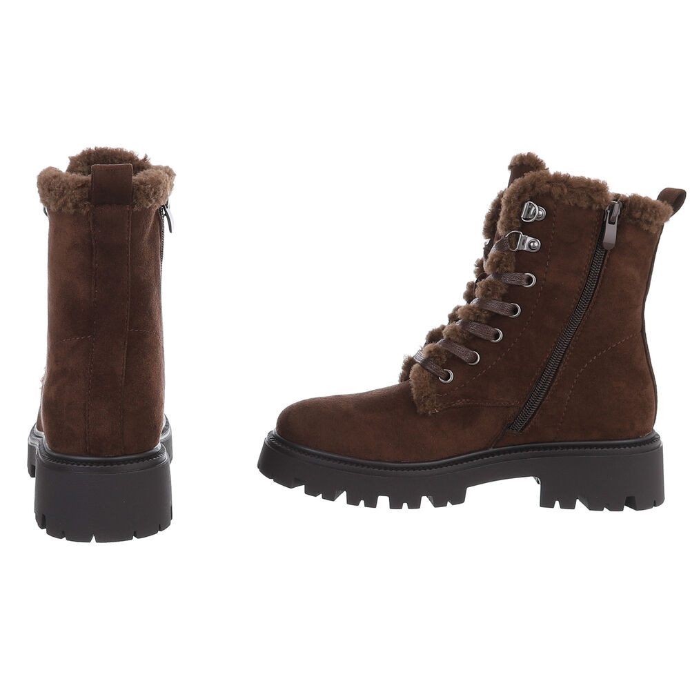 Ital-Design Bequeme Damen Stiefel mit Futter und robuster Sohle Schnürstiefelette (90649070) Blockabsatz Stiefeletten in Braun – Bild 5 von 5