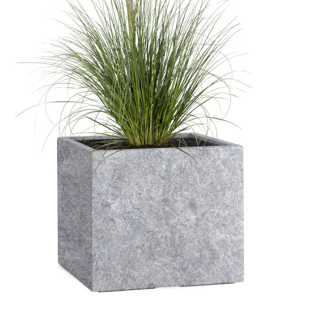 Pflanzwerk® Pflanzkübel CUBE Premium Fiberglas Blumenkübel Frostbeständig mit Lotus-Effekt, Lotus-Effekt - Handgefertigt - Eckig - Frostbeständig