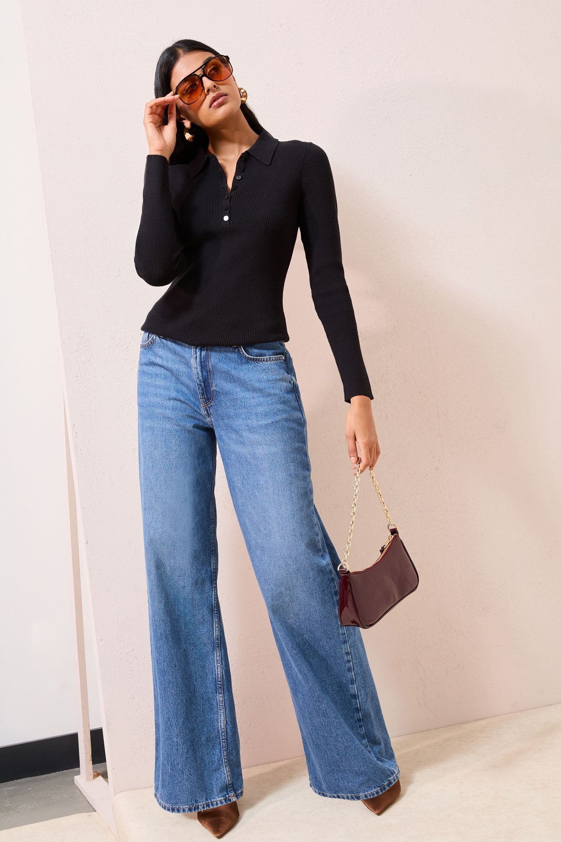 Friends Like These Strickpullover Friends Like These Stricktop mit Knopfdetail (1-tlg)