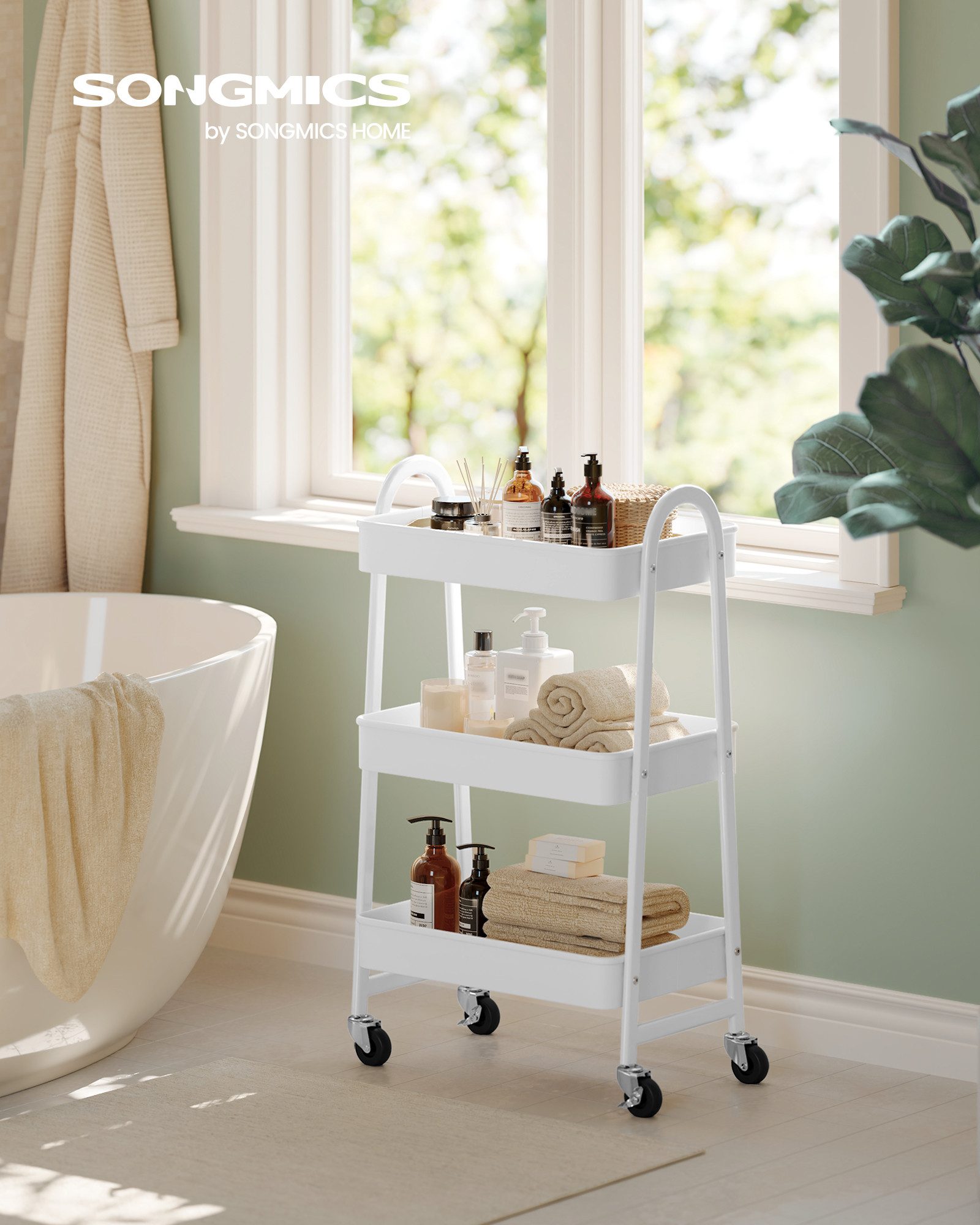 SONGMICS Servierwagen, Rollwagen mit 3 Ebenen, Servierwagen aus Metall, Küc günstig online kaufen