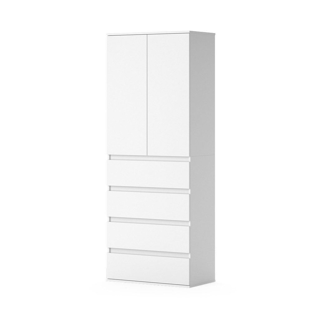 Vicco Kleiderschrank Claus, Weiß, 74 x 191.5 cm mit 4 Schubladen günstig online kaufen