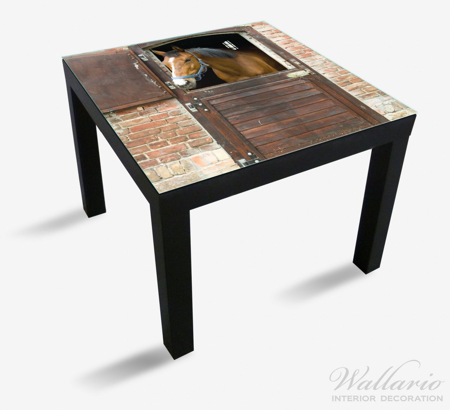 Wallario Tischplatte Pferd im Stall geeignet (1 Ikea St), für Lack Tisch