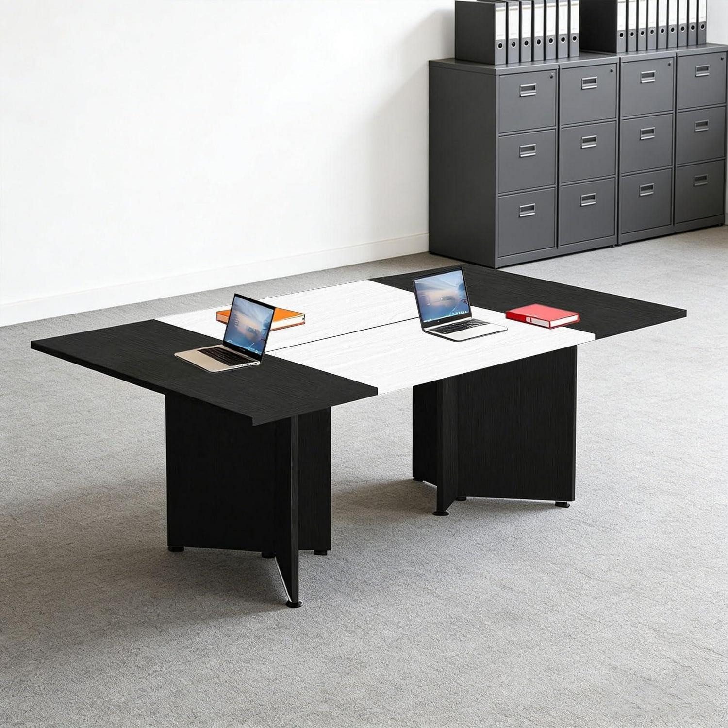 Konferenztisch Konferenztisch 480 cm x 80 cm x 74 cm (160 cm x 3) Black + White