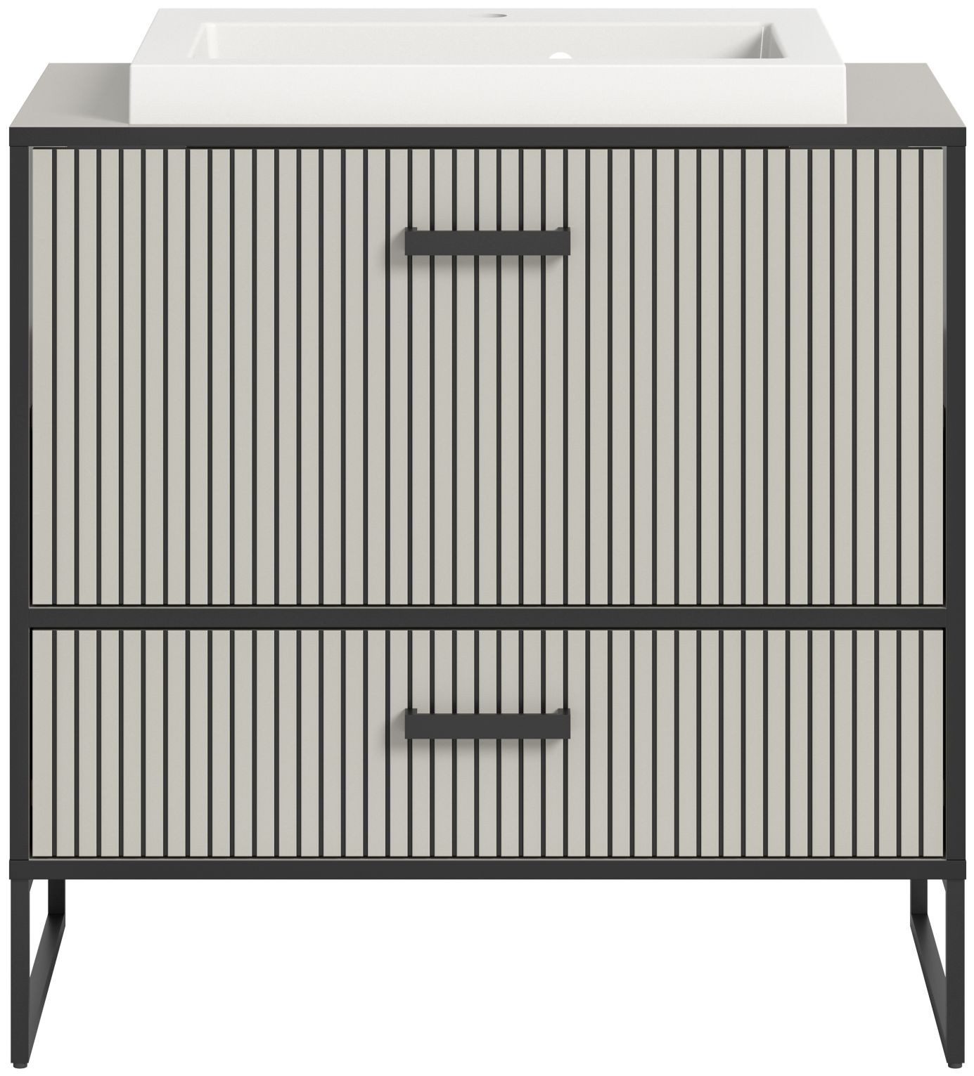 xonox.home Waschtisch-Set, (2tlg. Set bestehend aus Waschtisch inkl. Waschbecken), Kaschmir Nachbildung Melamin Modern 80x84x48 cm