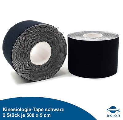 Axion Kinesiologie-Tape Kinesio-Tape - Wasserfestes Tape in schwarz je 500 x 5 cm (Set, 2-St) selbstklebend, hautfreundlich