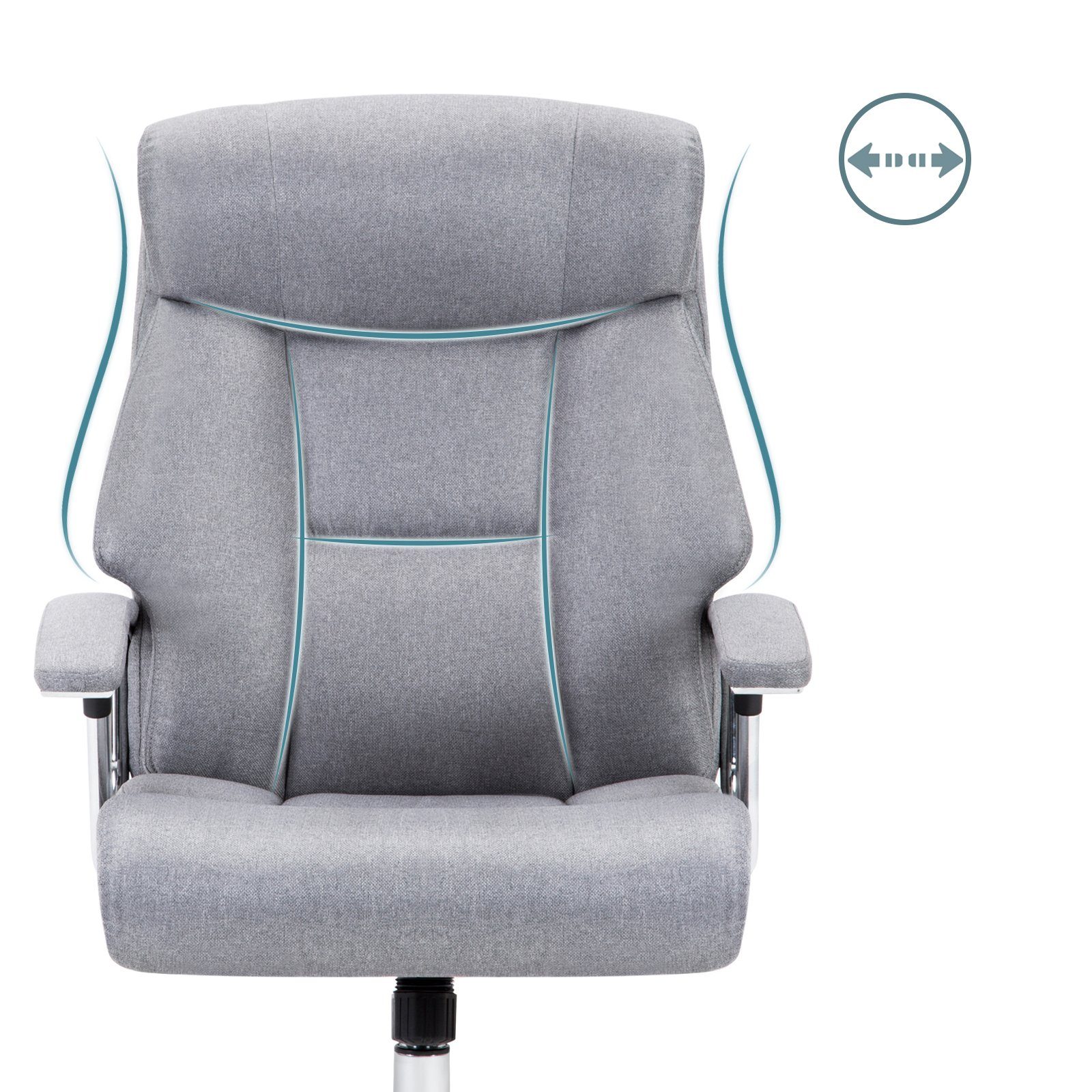 Intimate WM Heart Chefsessel Ergonomischer Bürostuhl, Stoff Schreibtischstuhl, Mit gepolsterten Armlehnen, Wippfunktion und Kopfunterstützung – Bild 4 von 5