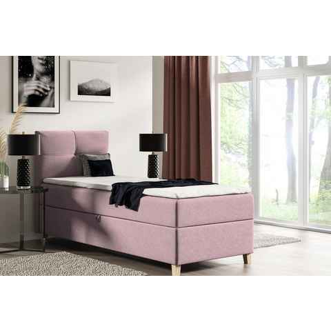 Beautysofa Boxspringbett Modern Boxspringbett mit Topper HELEN MINI Schlafzimmer, mit Matratze