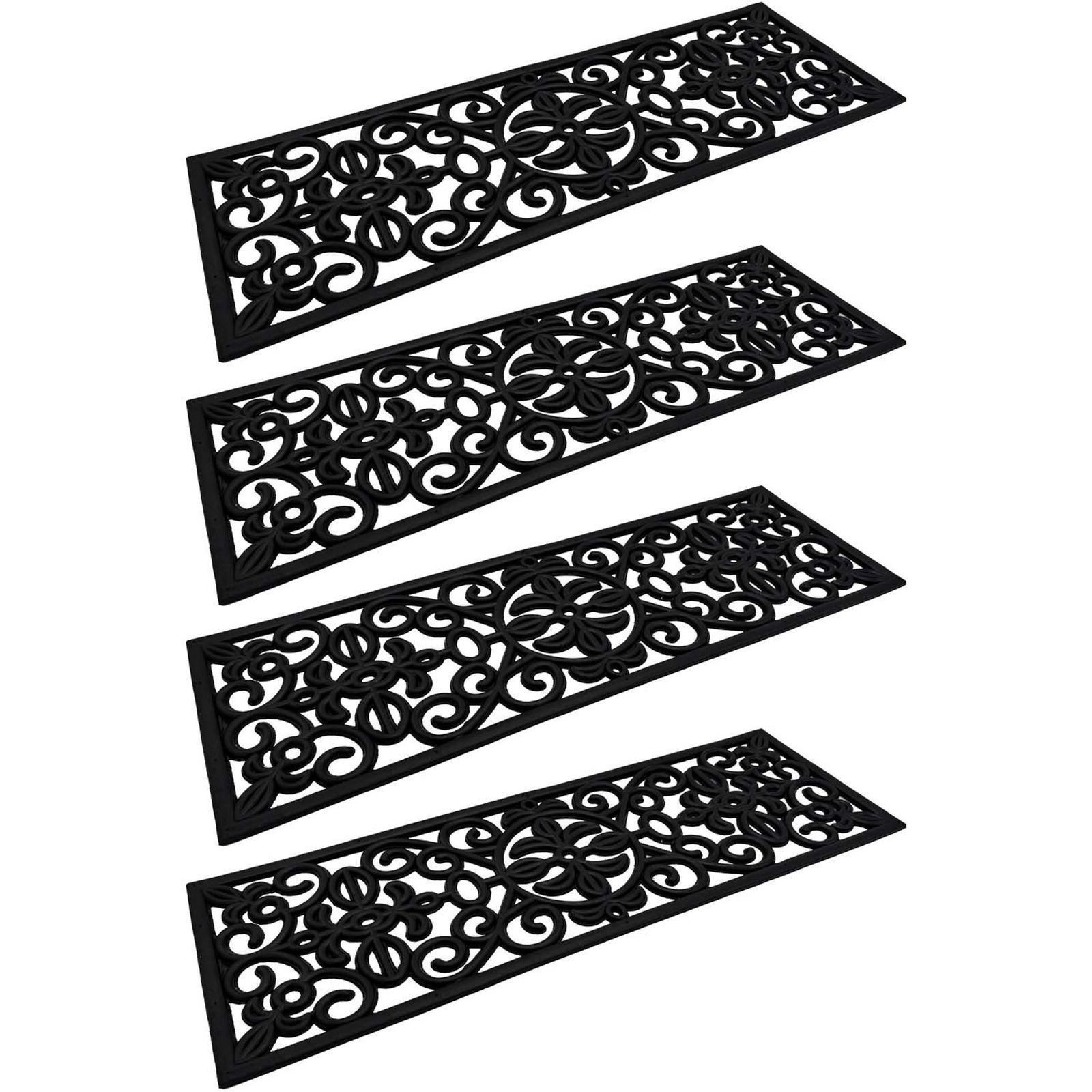 BURI Fußmatte 4x Gummi Stufenmatten Gussoptik 75x25cm Treppenschoner Treppenmatten
