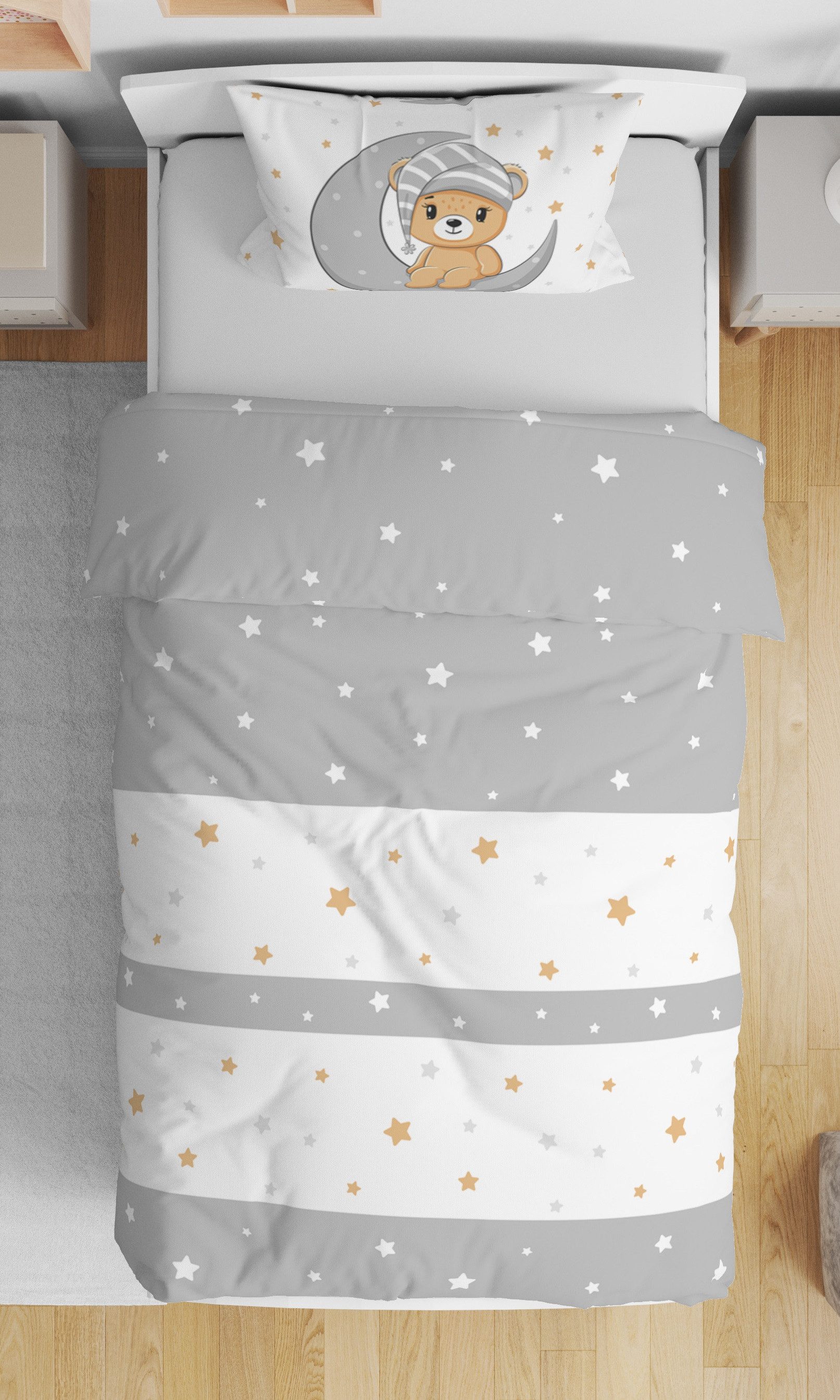 One Home Babybettwäsche Teddy Bären, Mikrofaser, 2 teilig, Mond und Sterne günstig online kaufen