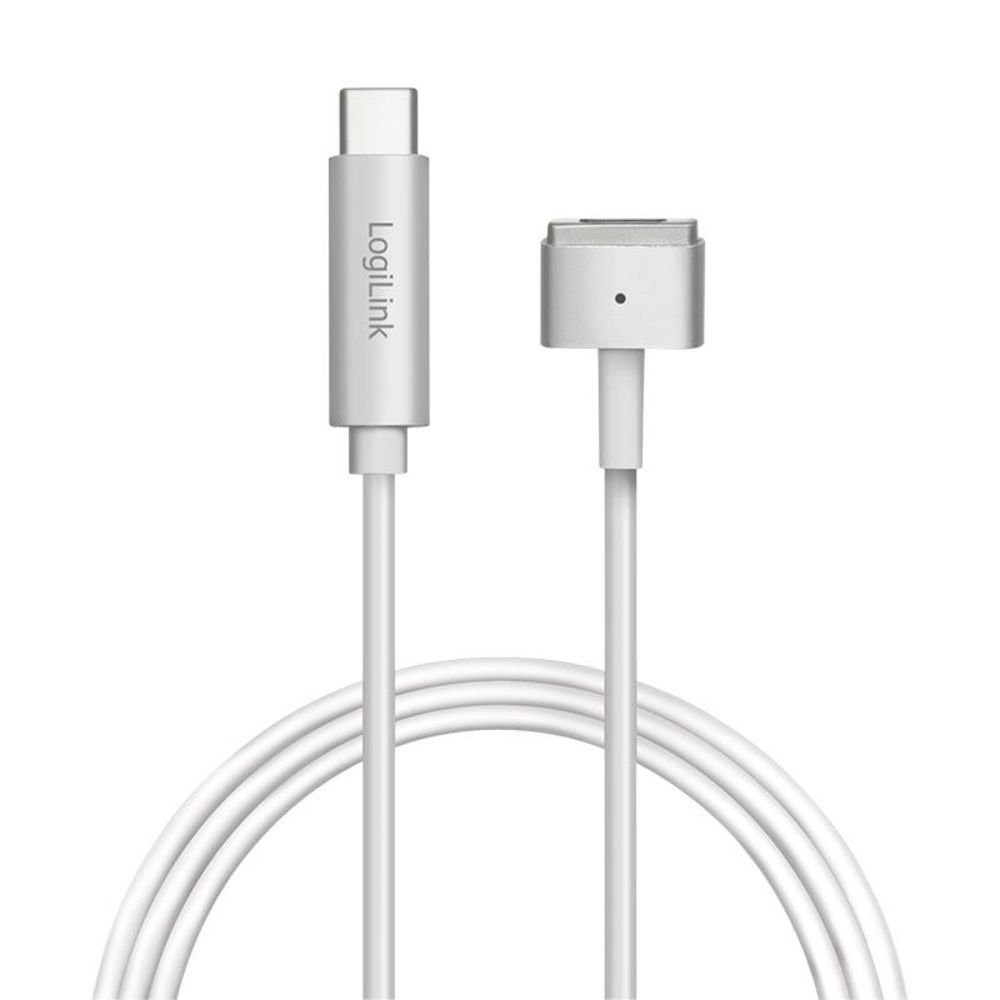 LogiLink PA0226 - USB-C Ladekabel Notebook-Kabel, USB-C, Magnet (180 cm), kompatibel mit MacBook Pro 2012-15 MacBook Air 2012-17, Silber