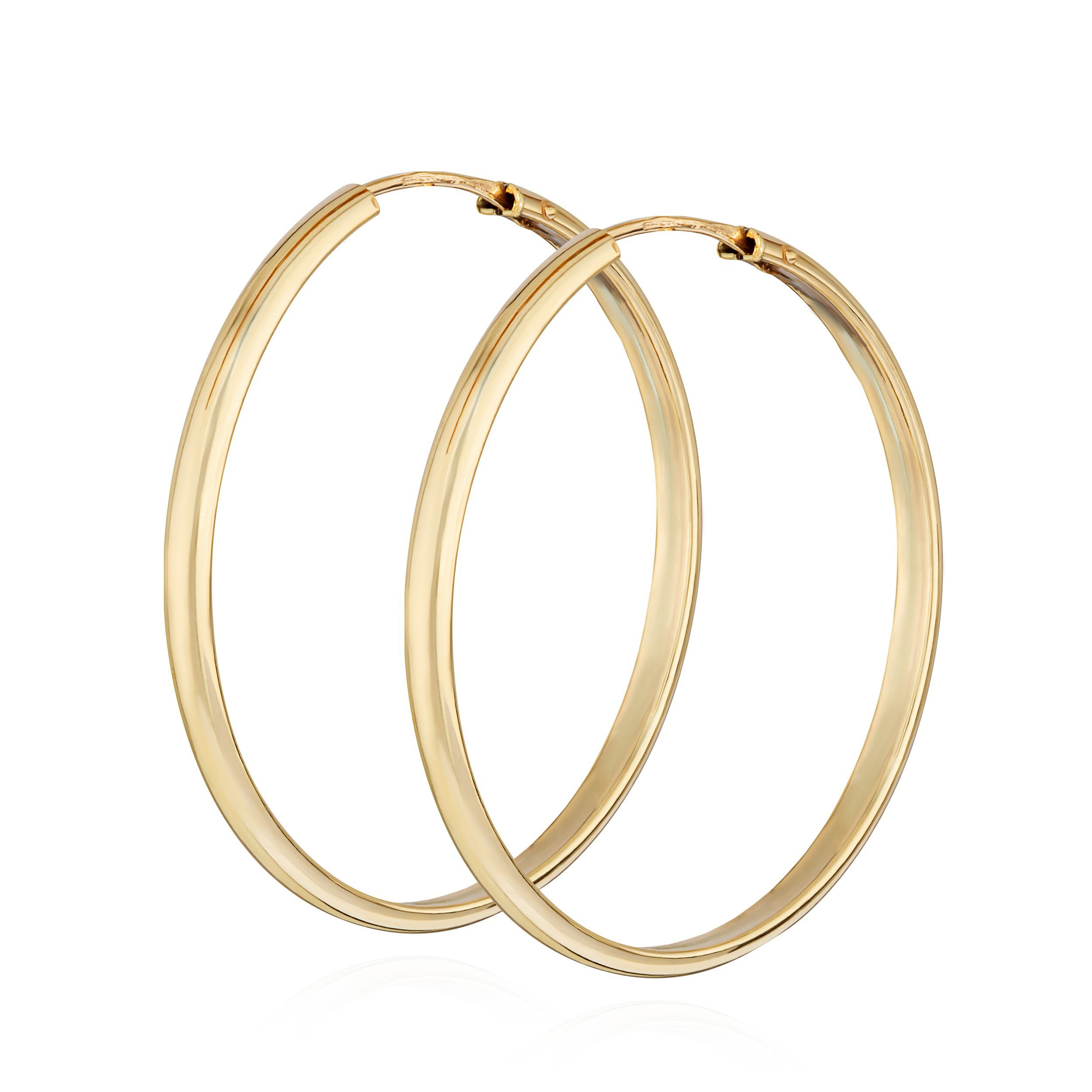 Paar Creolen Paar Creolen 333 Gelb Gold 8 Karat 25mm Damen Goldohrringe Rund Ohrsch
