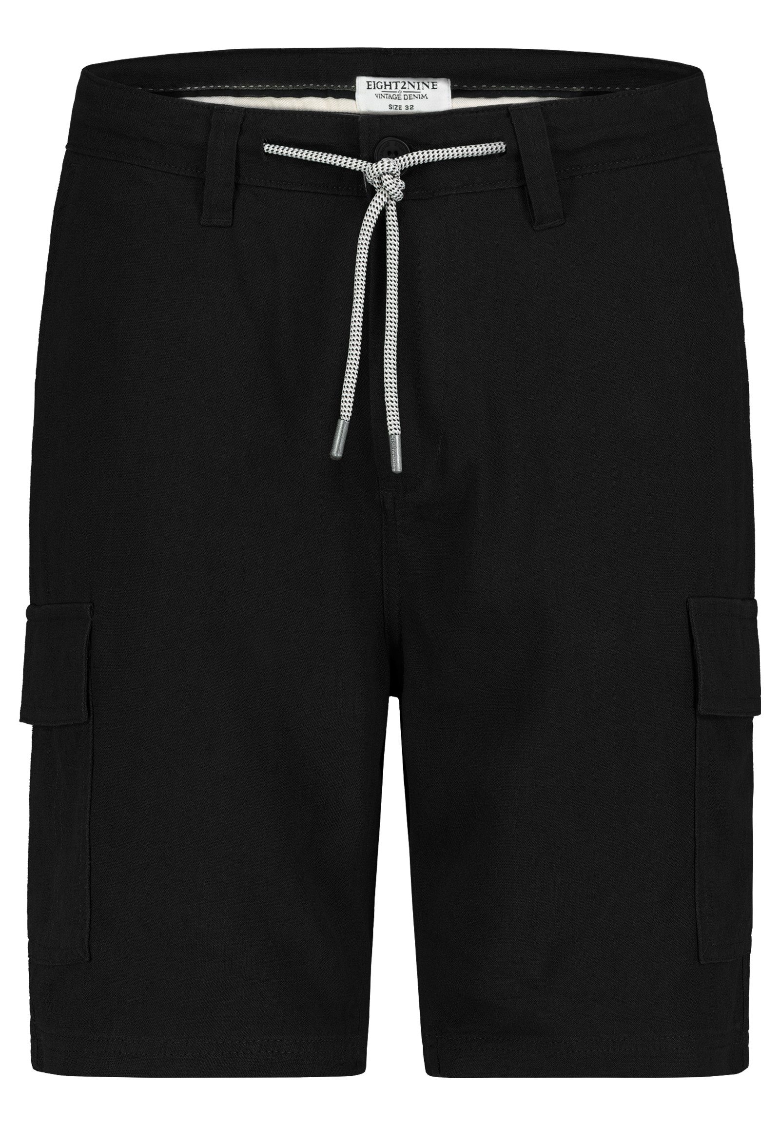 Eight2Nine Cargoshorts Vintage-Style Leinen Bermuda mit Kordelzug und Tasch günstig online kaufen