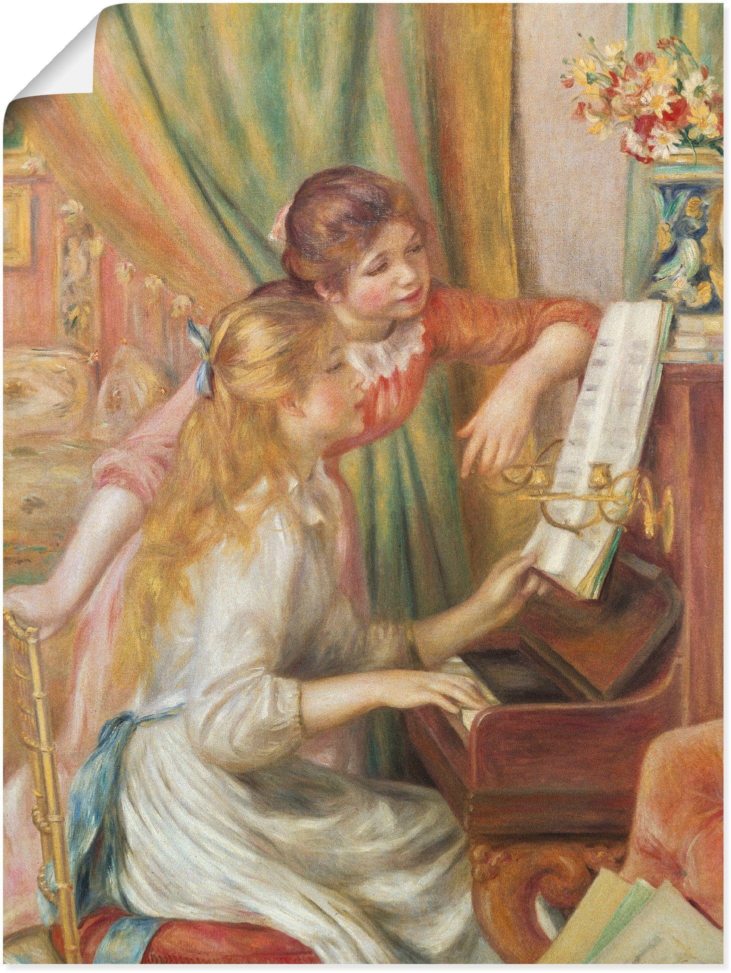 versch. Poster 1892, Wandaufkleber am Größen Leinwandbild, in Klavier. oder Wandbild Kind St), Mädchen als (1 Artland Junge