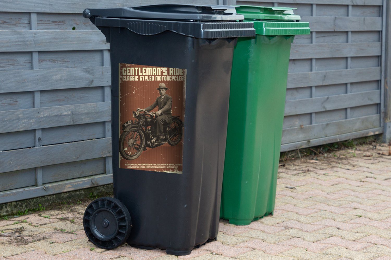 MuchoWow Wandsticker Mancave - Motor Container, St), Vintage - (1 Rauchen Mülleimer-aufkleber, Mülltonne, - Abfalbehälter Sticker