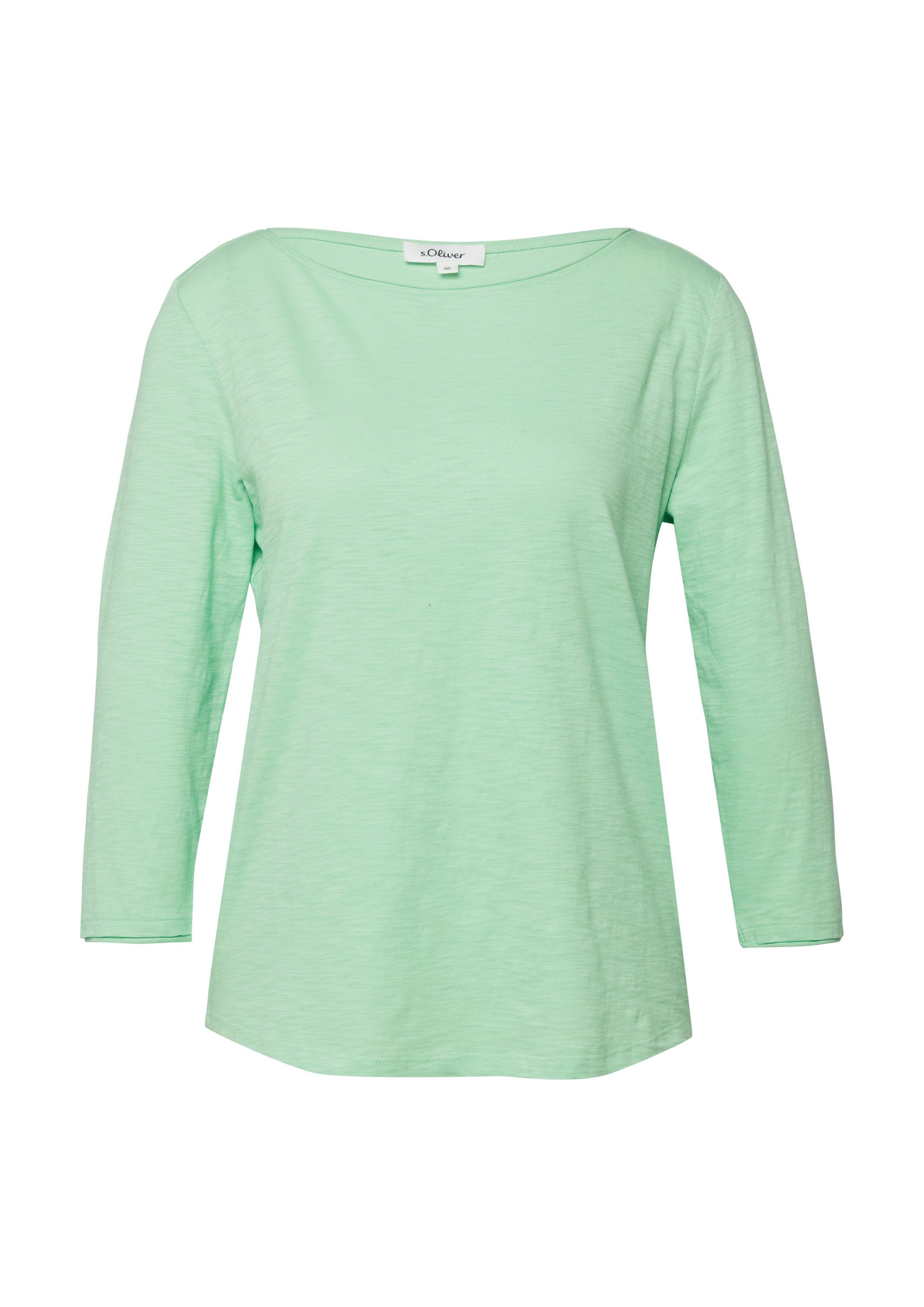 s.Oliver 3/4-Arm-Shirt T-Shirt Shirt mit Flammgarnstruktur und 3/4-Ärmeln günstig online kaufen