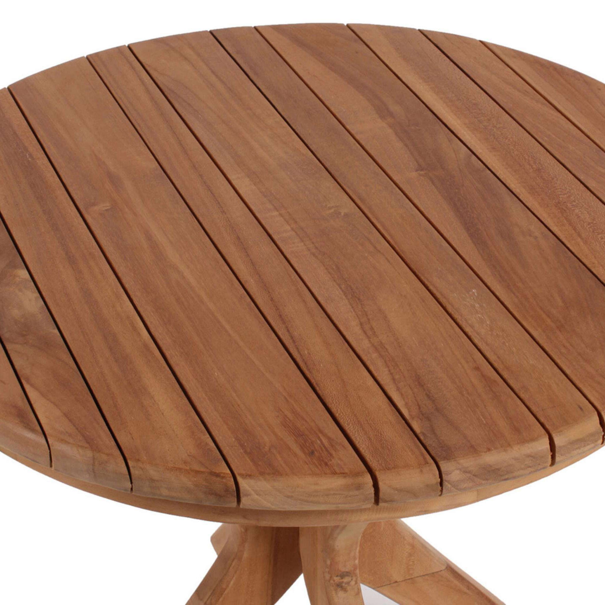 bene living Gartentisch Burton Ø 60 cm - Teakholz, Gartentisch mit runder Tischplatte und stabilem Gestell
