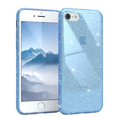 EAZY CASE Handyhülle Glitter Case für iPhone SE 2022/2020, iPhone 8/7 4,7 Zoll, Silikonhülle Etui Silikon Schutzhülle Glitzereffekt Phone Case Blau