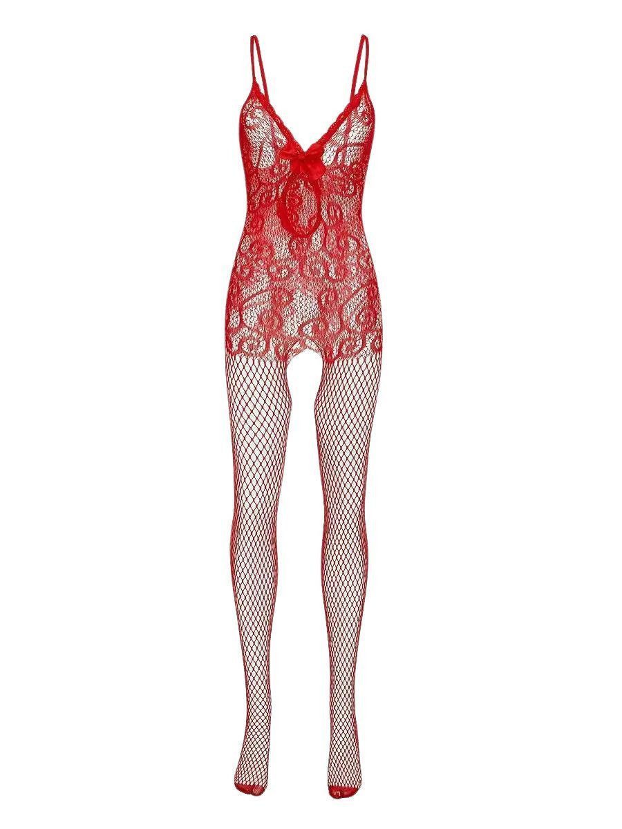 Elegant Love Bodystocking-Ouvert Netz-Bodystrumpf mit offenem Schritt – figurbetontes Dessous Damen Catsuit aus Mesh – stilvolle Reizwäsche, Größen S–XL