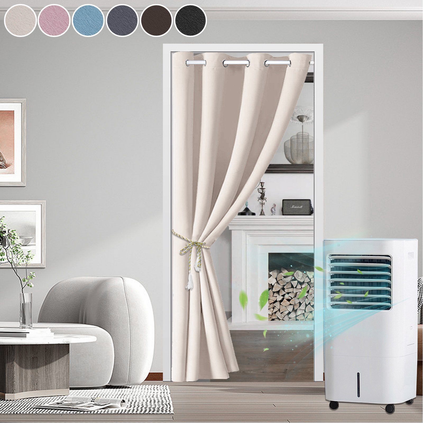 Rosnek Türvorhang Verdunkelung Thermo Türvorhang, Schlafzimmer Wohnzimmer Gardinen