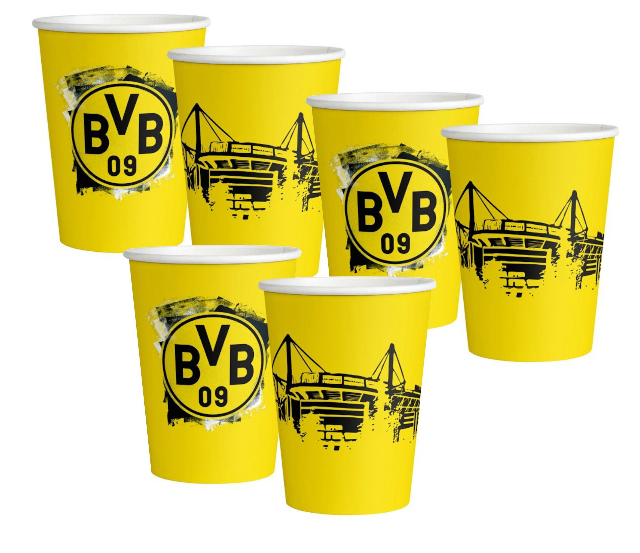 USAopoly Spiel BVB Dortmund - Pappbecher (6 Stück, 500ml), Party-Dekoration