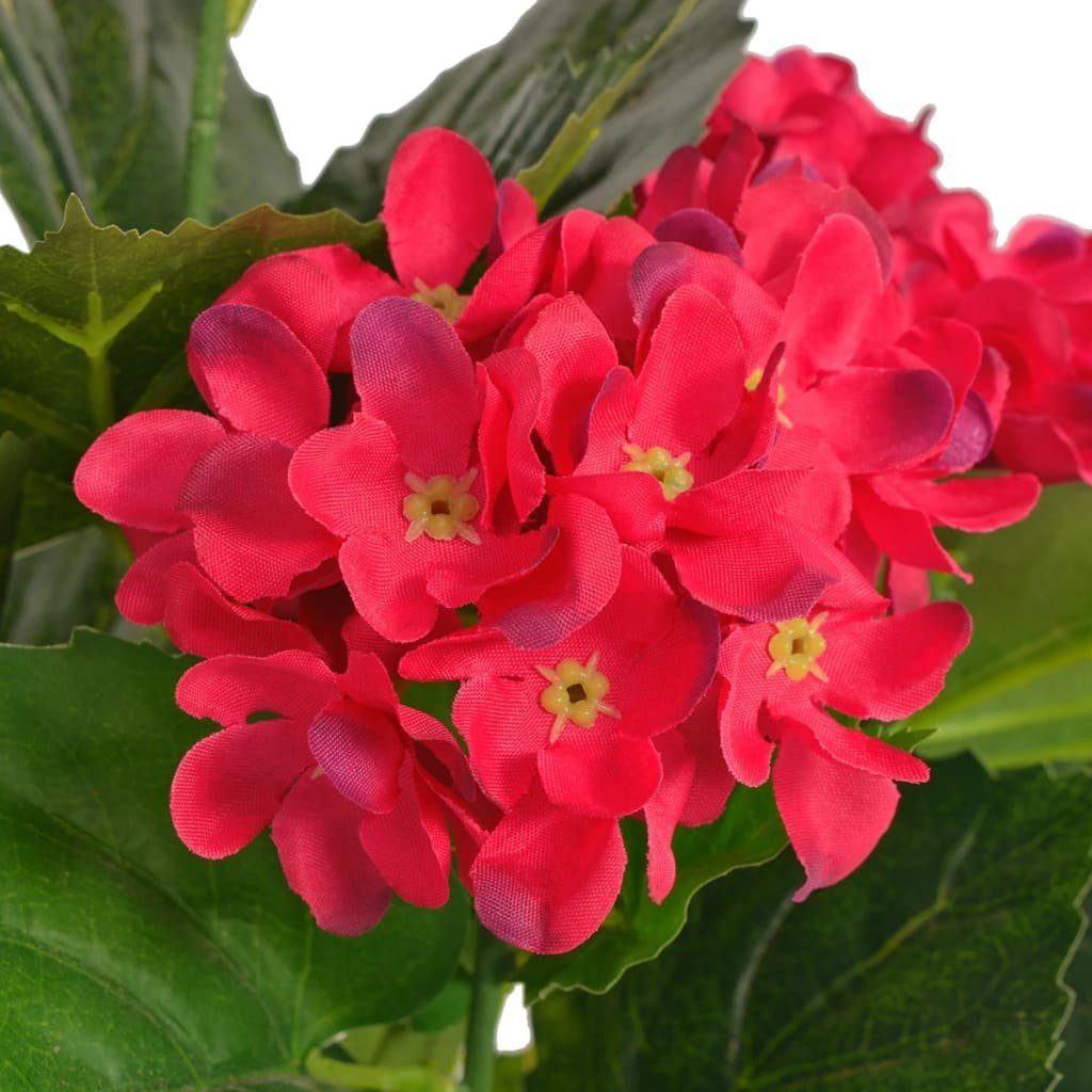 60 Höhe cm Hortensie mit Kunstpflanze 60 Rot, furnicato, Künstliche Topf cm
