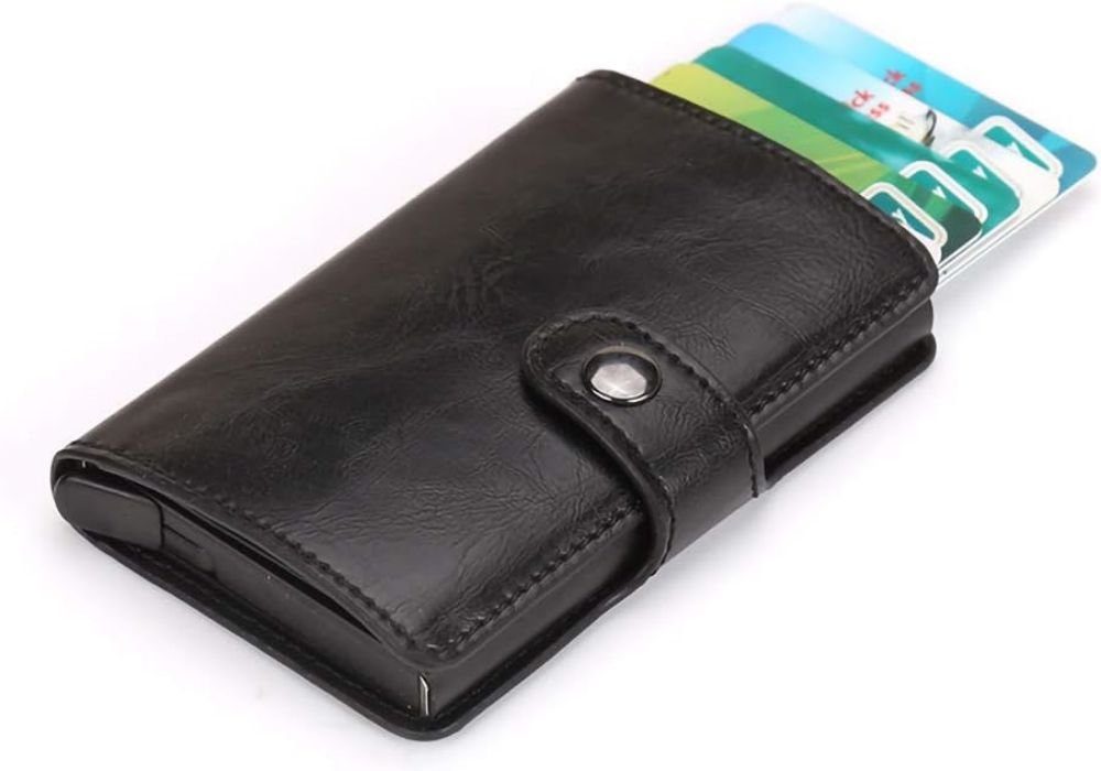 SOTOR Geldbörse (Kreditkarteninhaber Slim Wallet Front Pocket Protector Pop up Design Aluminium bis zu 7 Karten ( Kohlefaser Schwarz)