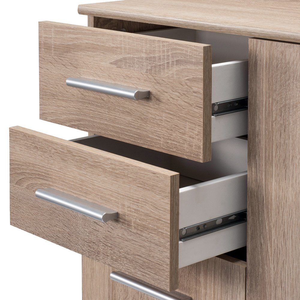 Casaria Kommode Alba DB101, mit 3 Türen 2 Schubladen 107x75x35cm spiegelbarer Aufbau Holz