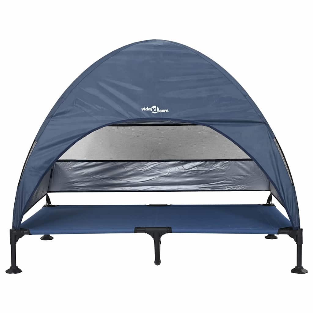 vidaXL Hundekorb 127 x 81 x 108 cm Erhöhtes Hundebett mit Abnehmbarem Dach Marineblau X