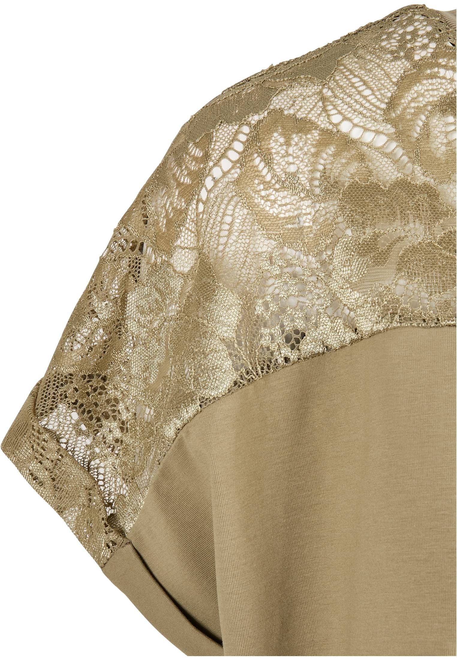 Oversized khaki Damen Ladies Kurzarmshirt Tee (1-tlg) Lace CLASSICS URBAN