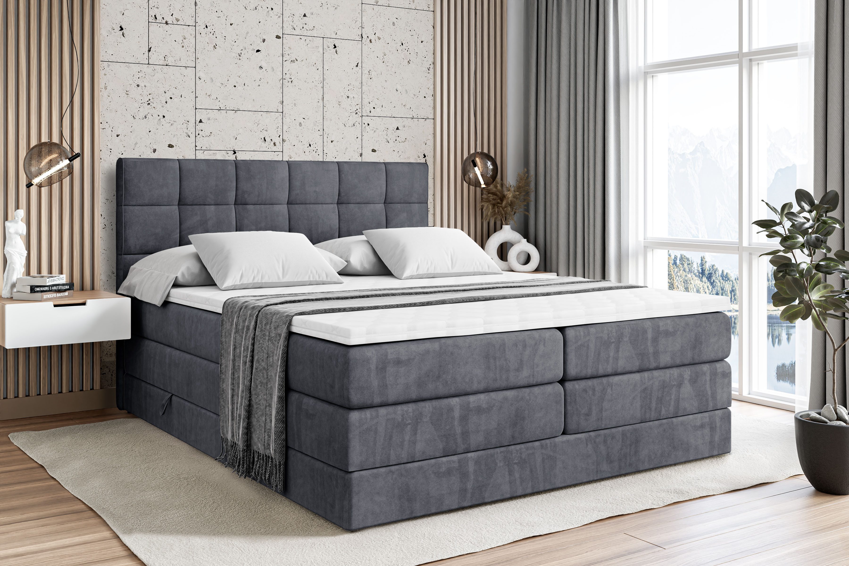 ALTDECOR Boxspringbett APO KING (mit Matratze und Lattenrost Topper Polster günstig online kaufen